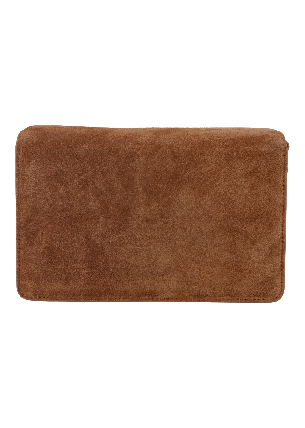 Cognac-colored suede women's handbag TORES-1356-1F(Z26), back view of the product on a white background.