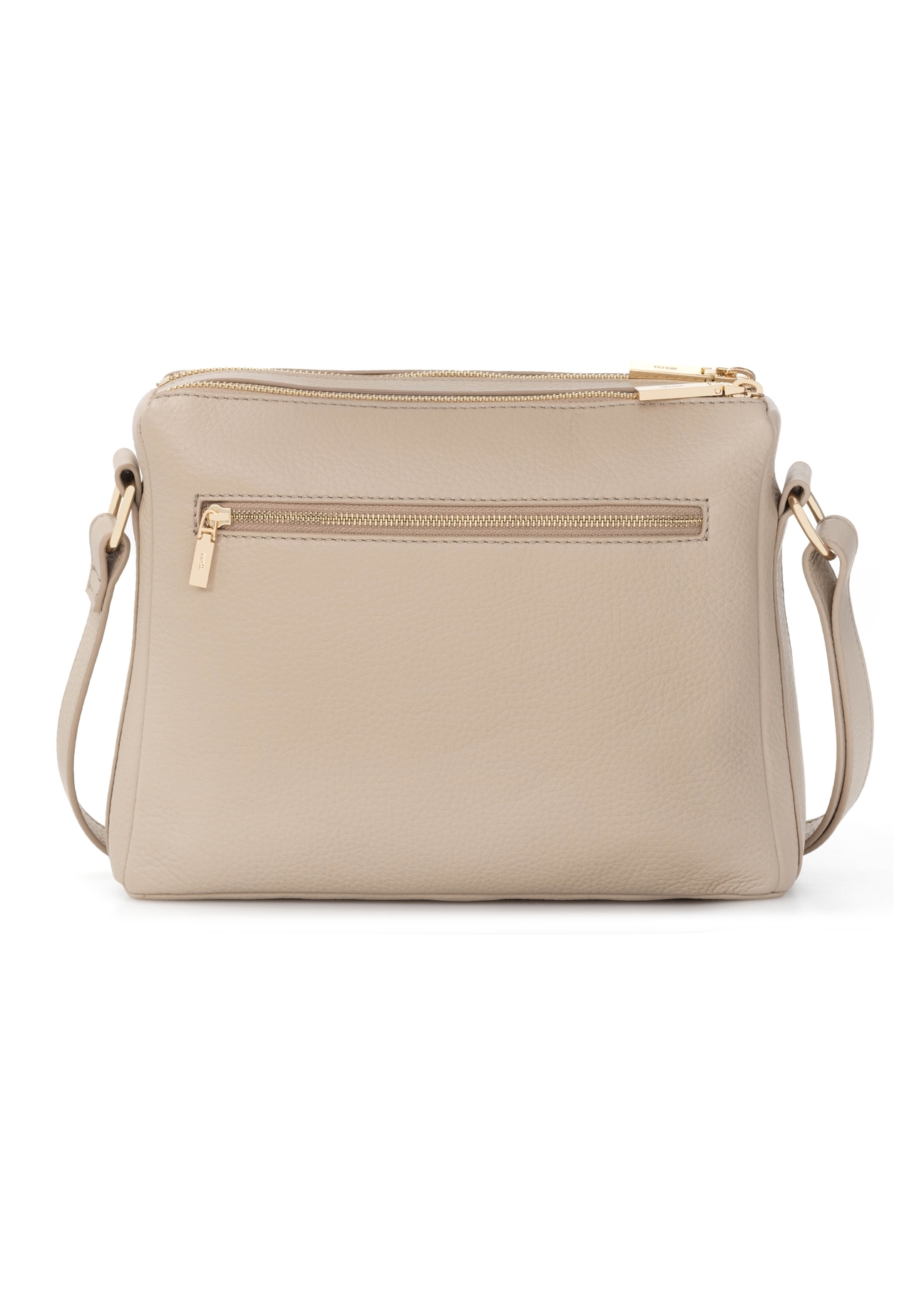 Beige leather women's shoulder bag TORES-0983E-1B(W26), product view from the back on a white background.