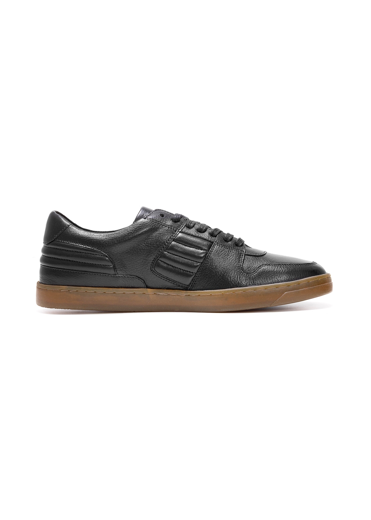 Black men's leather shoes BUTYM-0505-99(Z25), side view of the product on a white background.