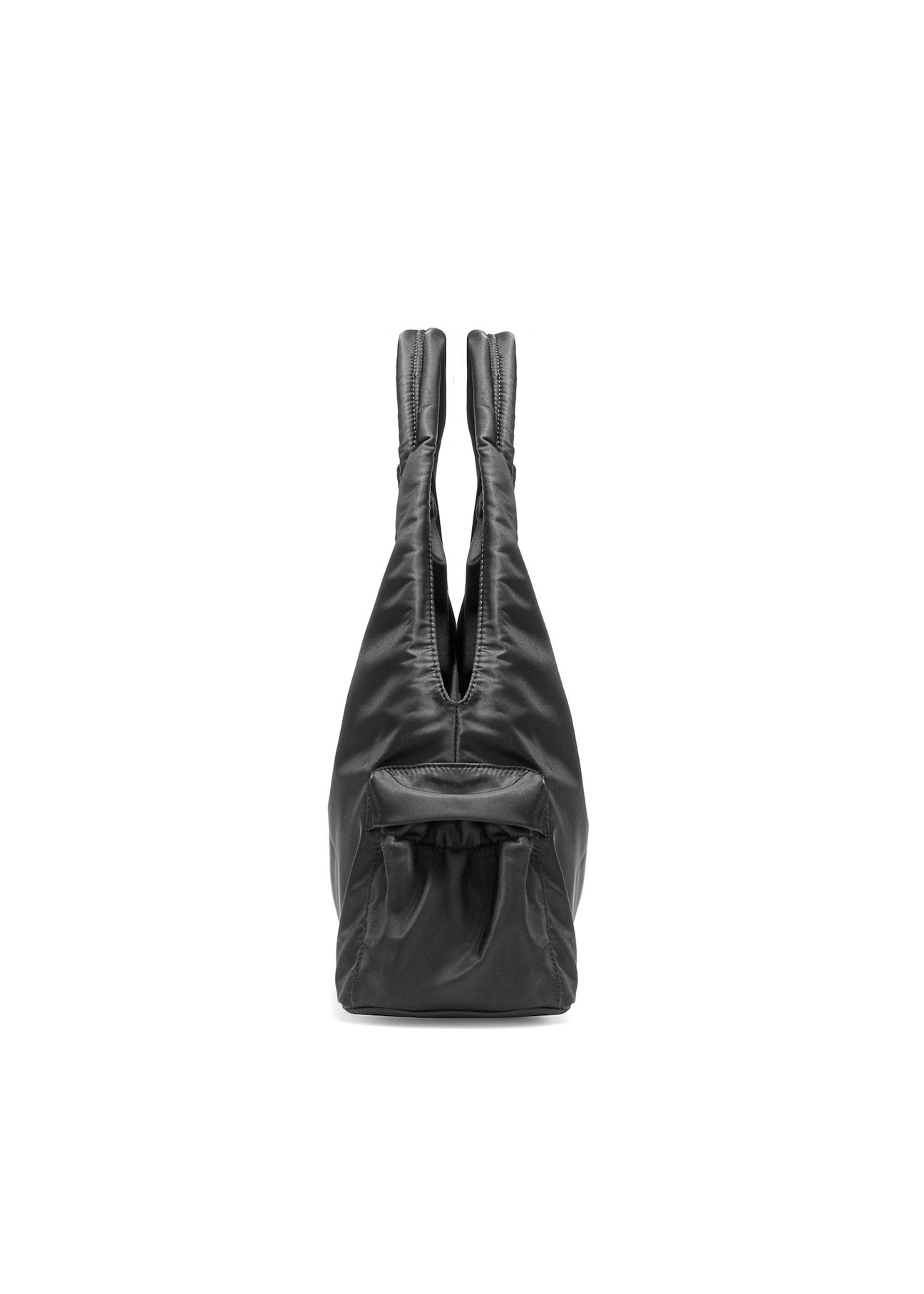 Black fabric women's handbag TOREN-0330-99(Z25), side view of the product on a white background.