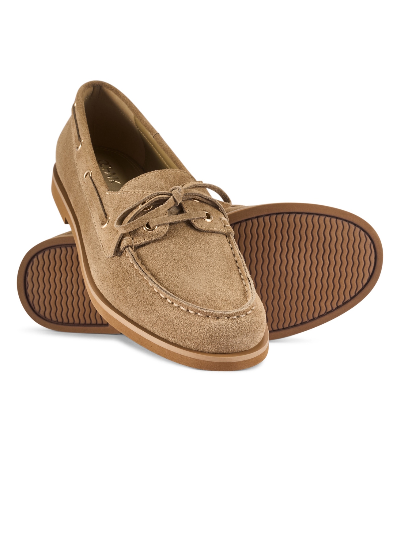 Women's leather moccasins in cool beige color BUTYD-1240-1K(W26), diagonal product view on a white background.