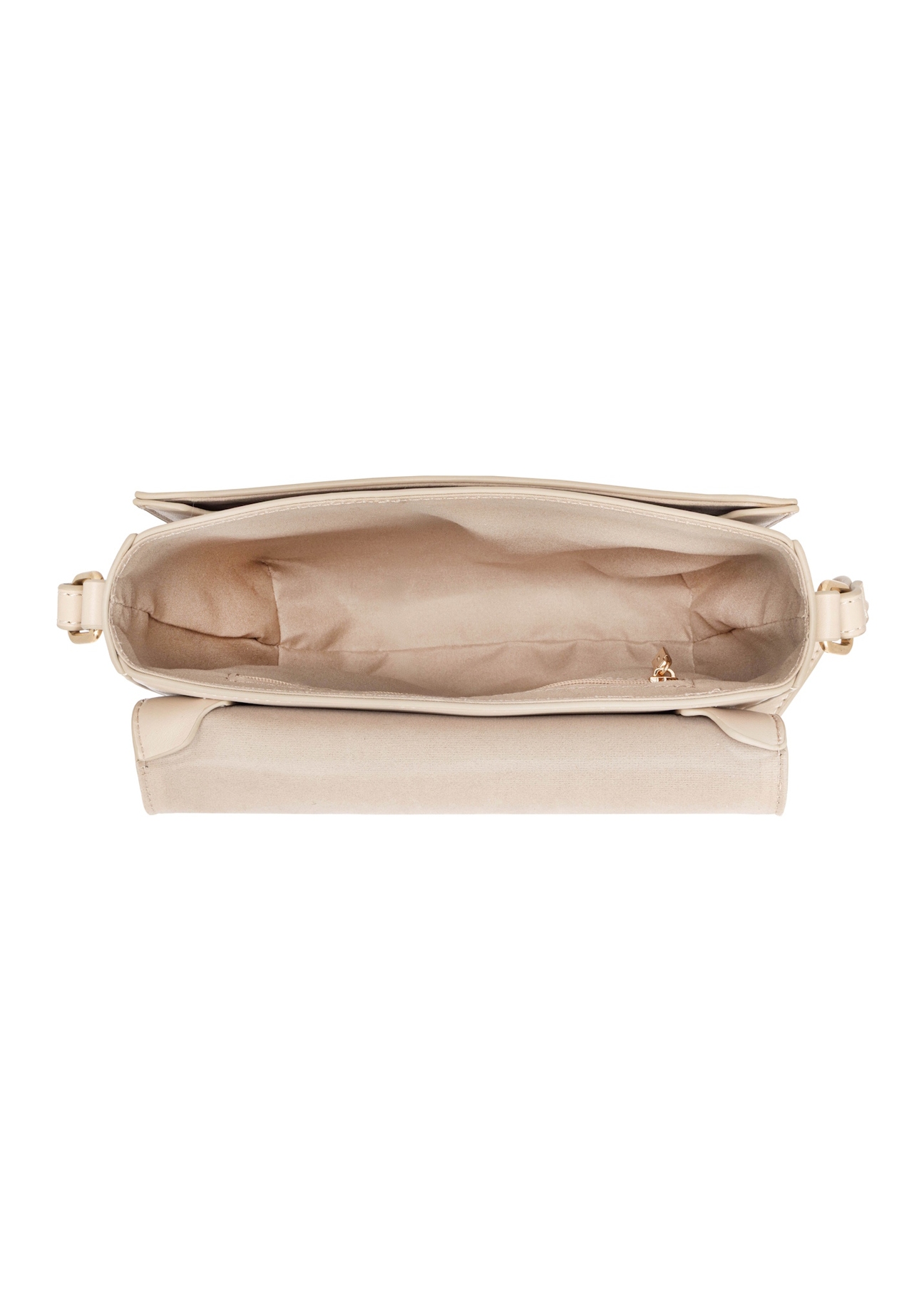 Beige small shoulder bag TOREC-1244-1B(Z26), product view inside on white background.