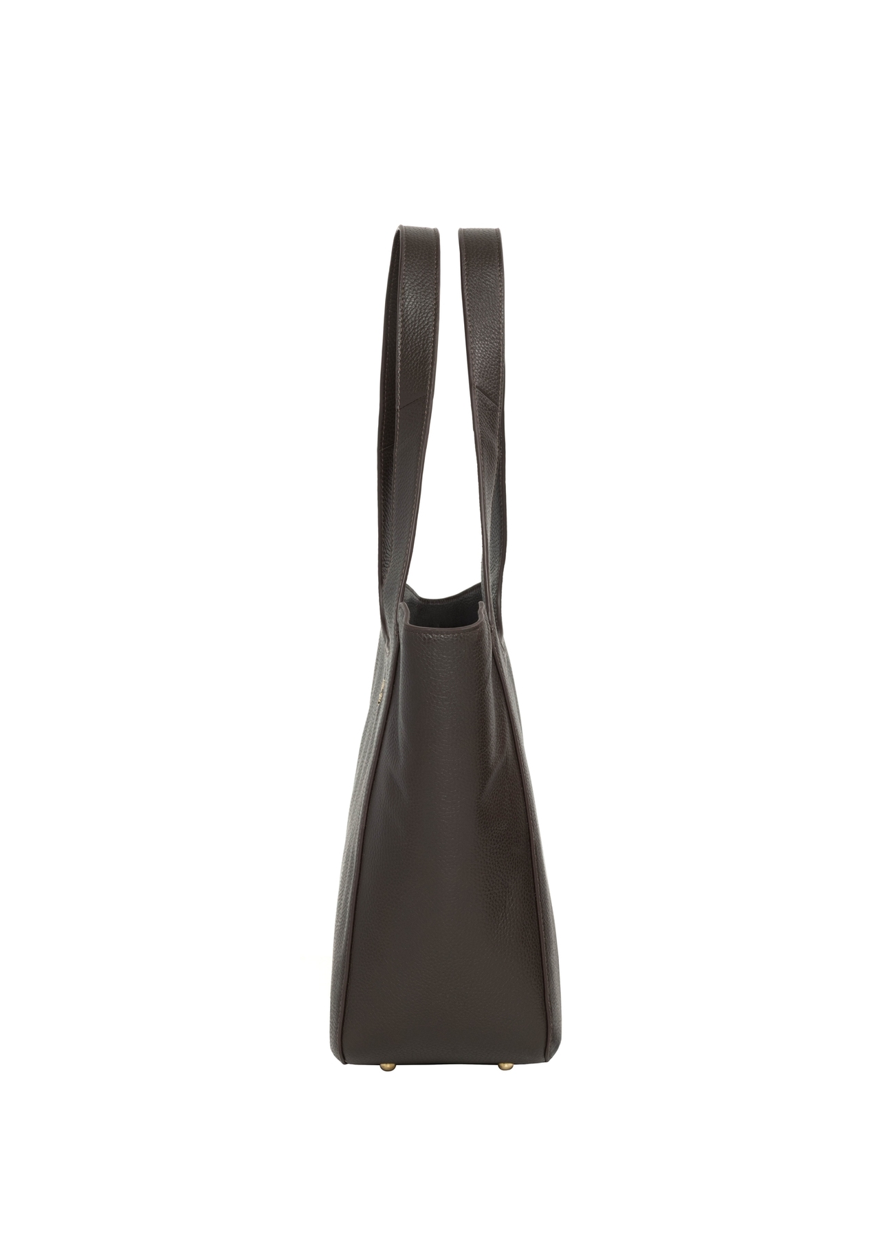 Women's dark brown leather shopper bag TORES-1340-1I(Z26), side view on a white background.