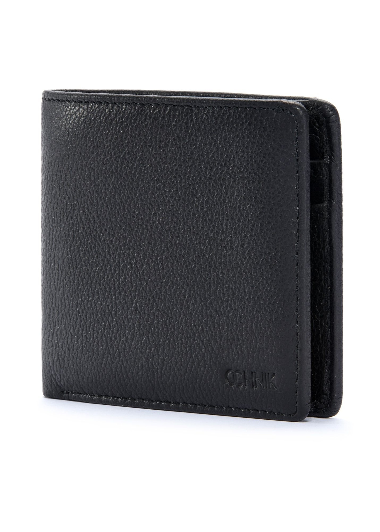 Men's leather black wallet PORMS-0629A-9I(W26), diagonal product view on white background.