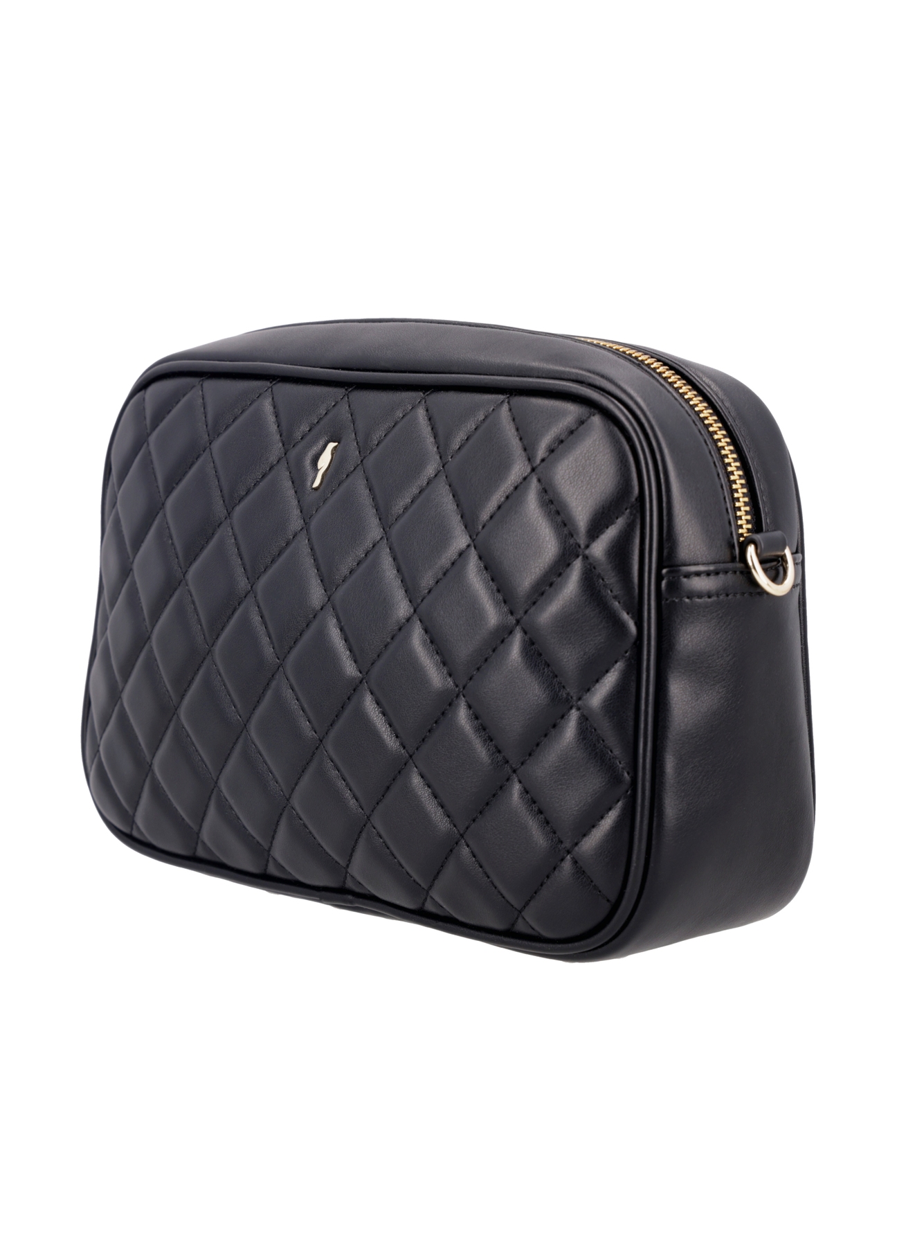 Black quilted women's handbag TOREC-1313-99(Z26), diagonal product view on a white background.