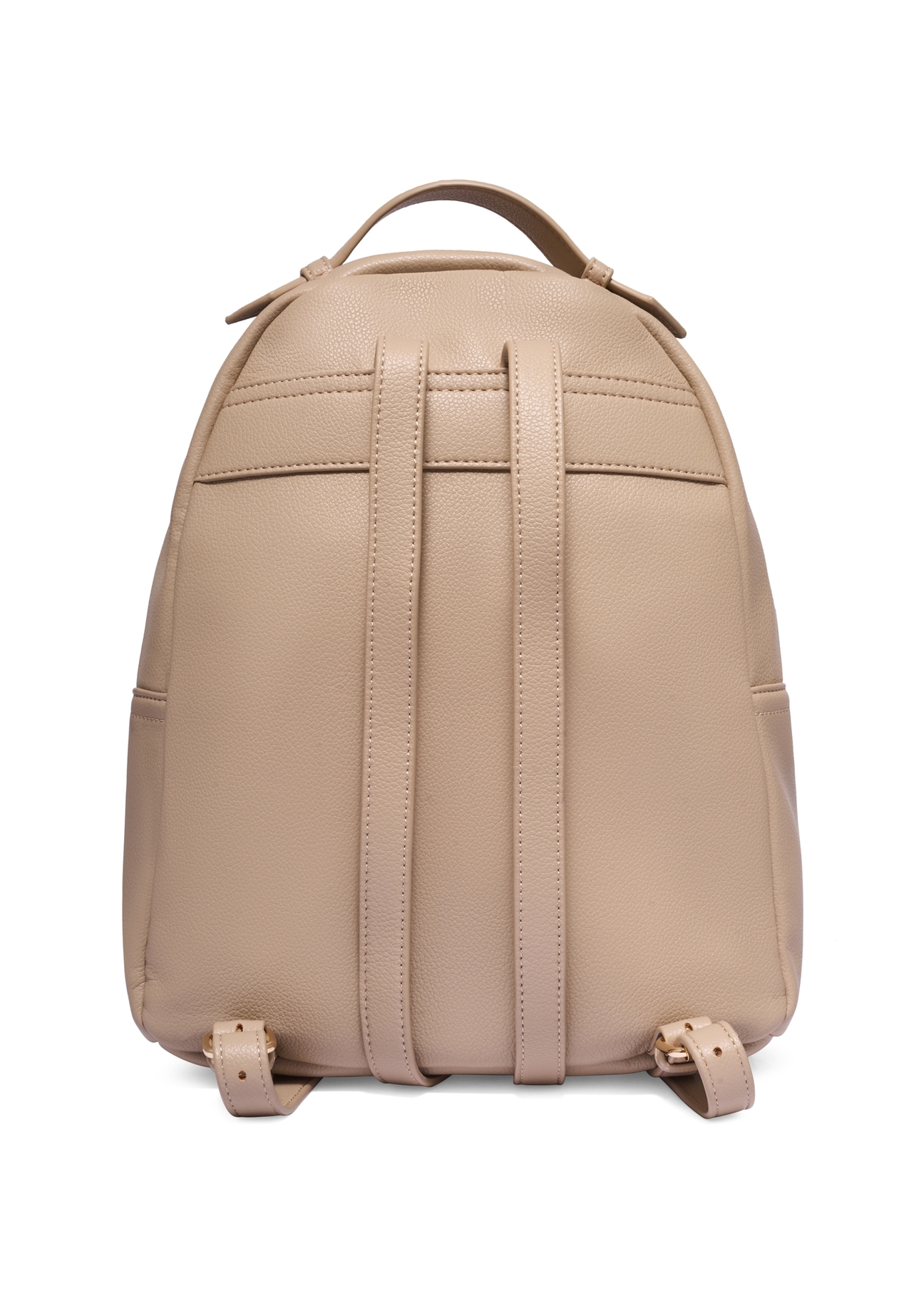 Beige women's backpack TOREC-1253-1B(Z26), product view from the back on a white background.