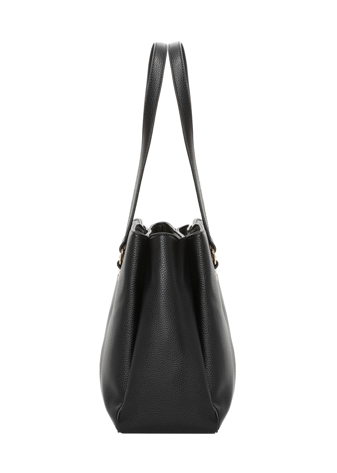 Black women's shopper bag TOREC-1260-9I(Z26), side product view on white background.