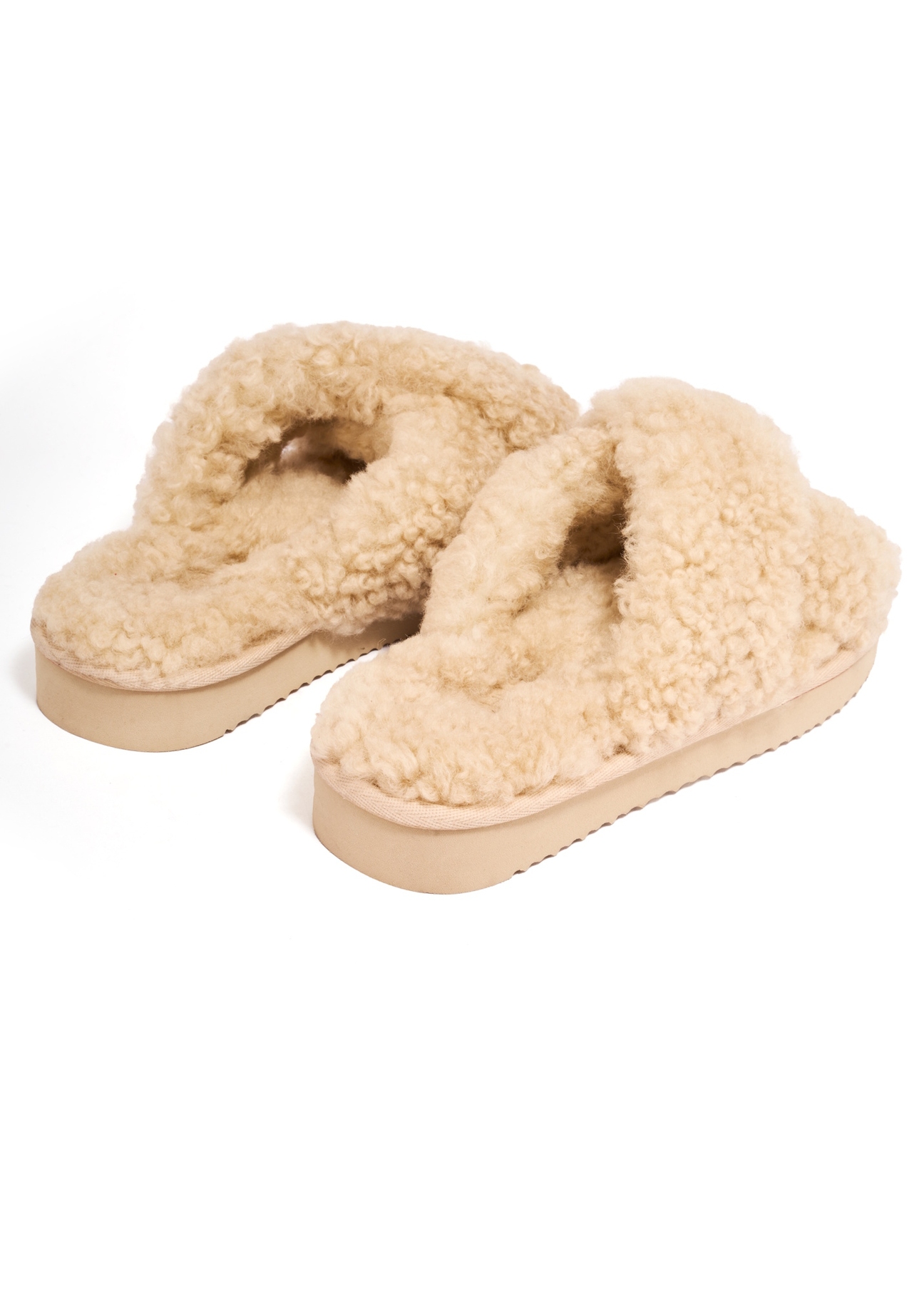 Beige women's wool slippers BUTYD-1321-1B(Z26)