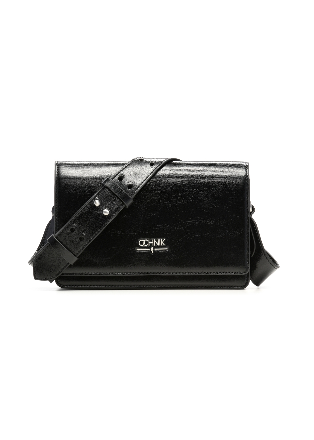 Black elegant leather women's handbag TORES-1356-9F(Z26), front product view on white background.