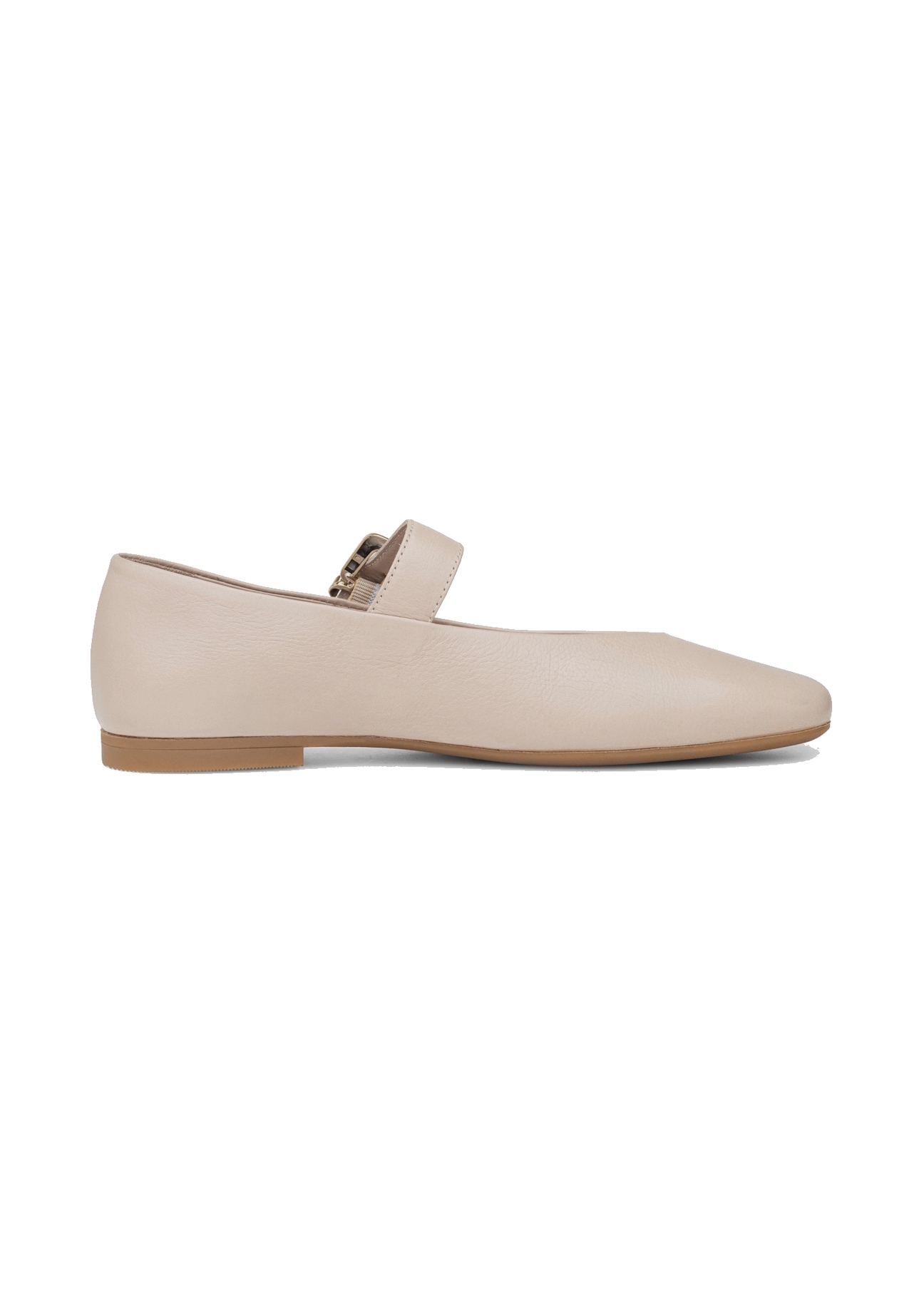 Women's leather ballerinas in cool beige color BUTYD-1244-1K(W26)