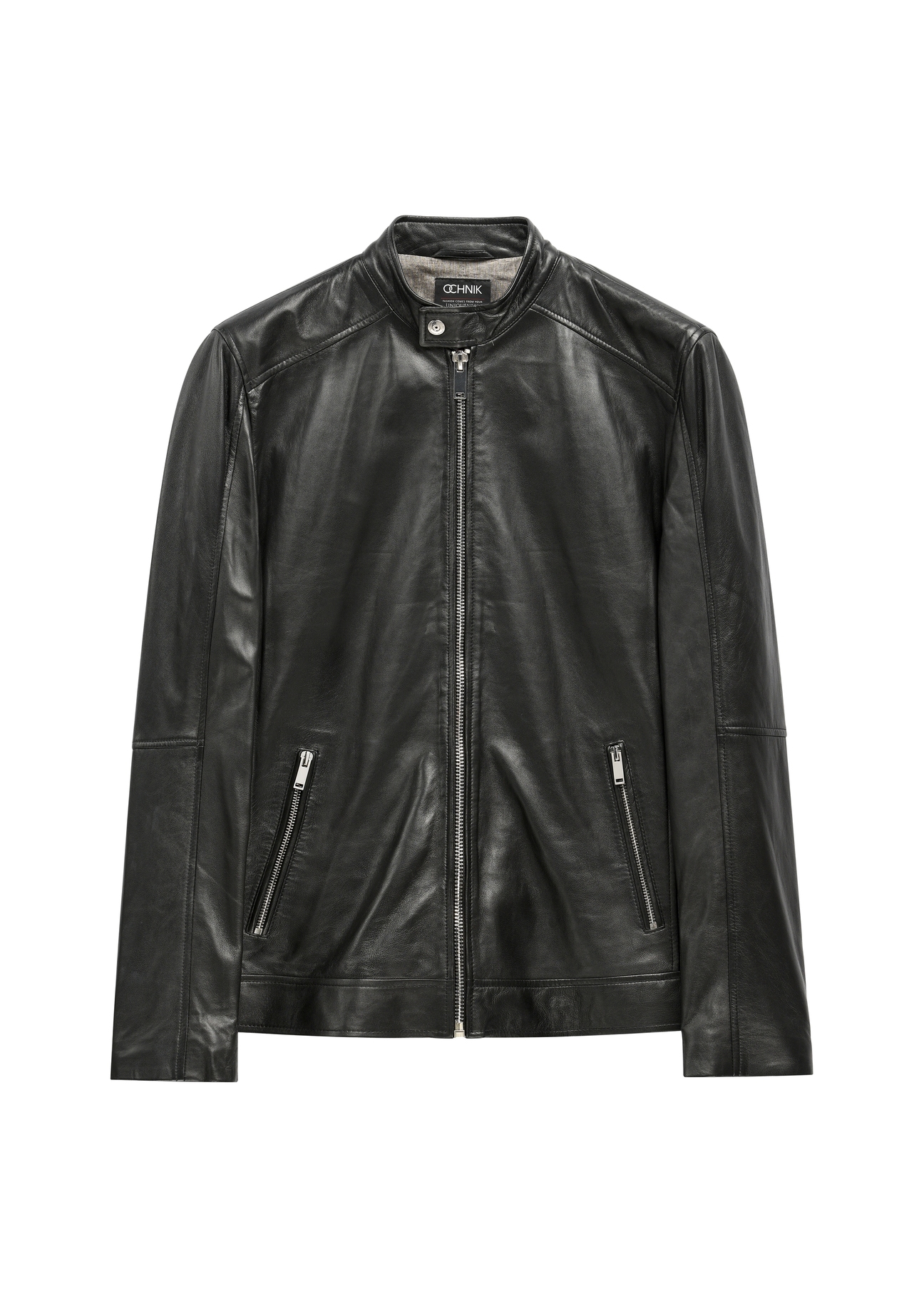 Men's leather jacket with stand-up collar KURMS-0298L-99(KS)