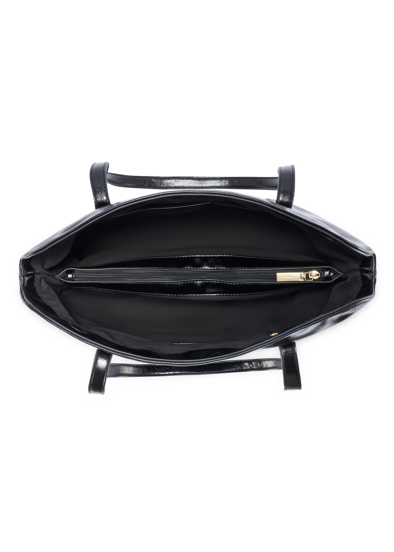 Black women's shopper bag TOREC-1206-9F(W26) - product view from above, on a white background.