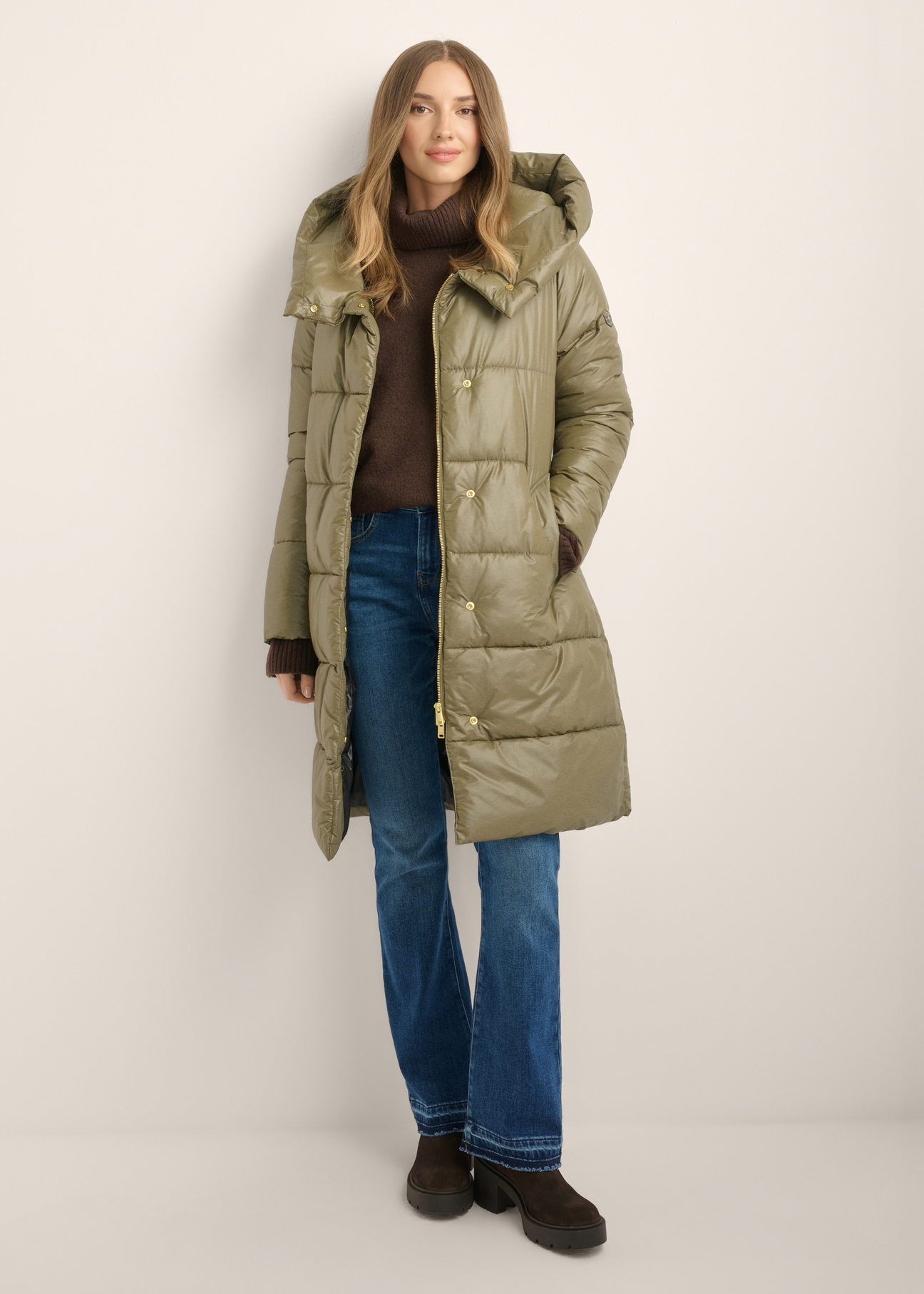 Women's olive winter jacket KURDT-0663-8E(Z26)