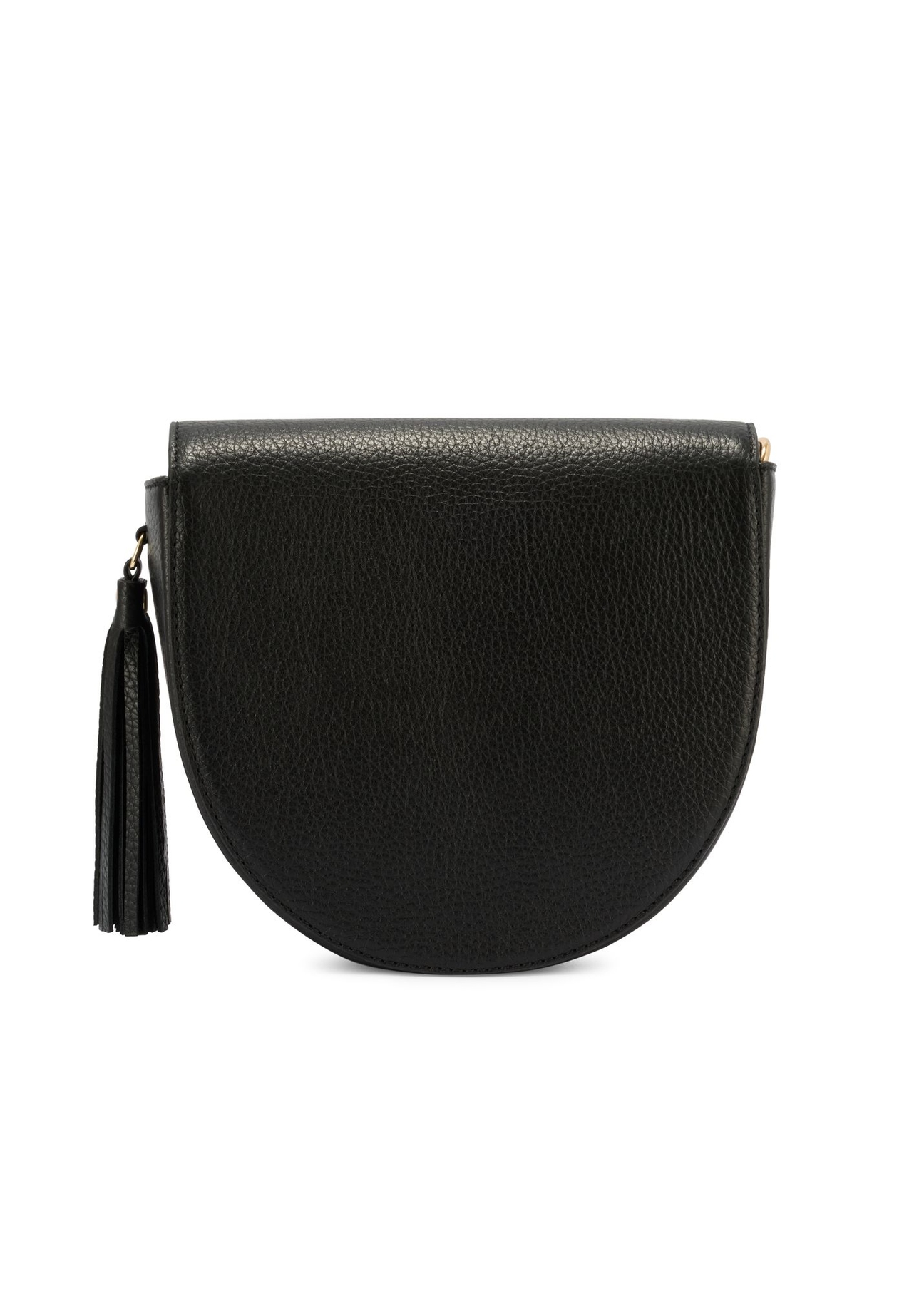 Women's black leather messenger bag TORES-1283-9I(W26) - product view from the back, on a white background.