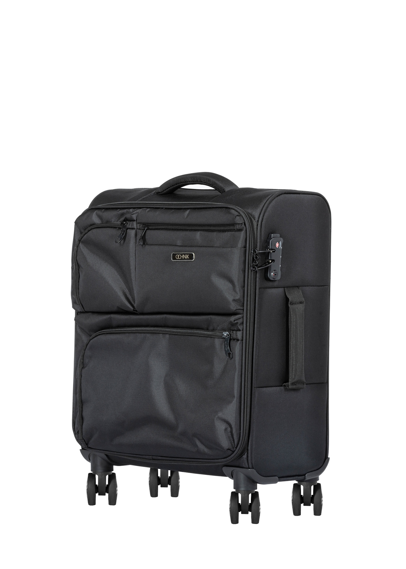 Small suitcase on wheels WALNY-0048-99-19(W26), diagonal view of the product on a white background.