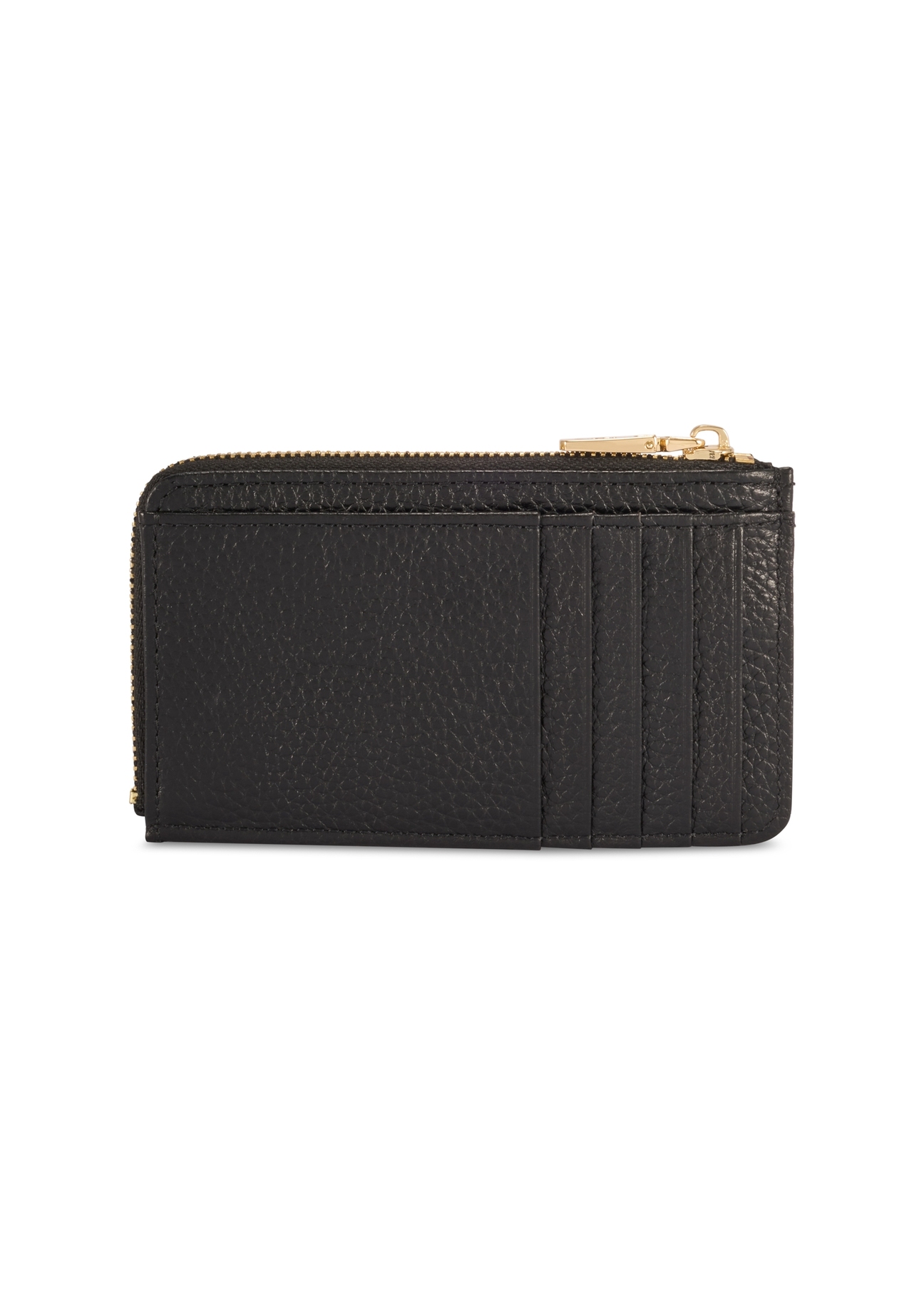 Black small leather women's wallet PORES-0978R-9I(W26), back product view on white background.