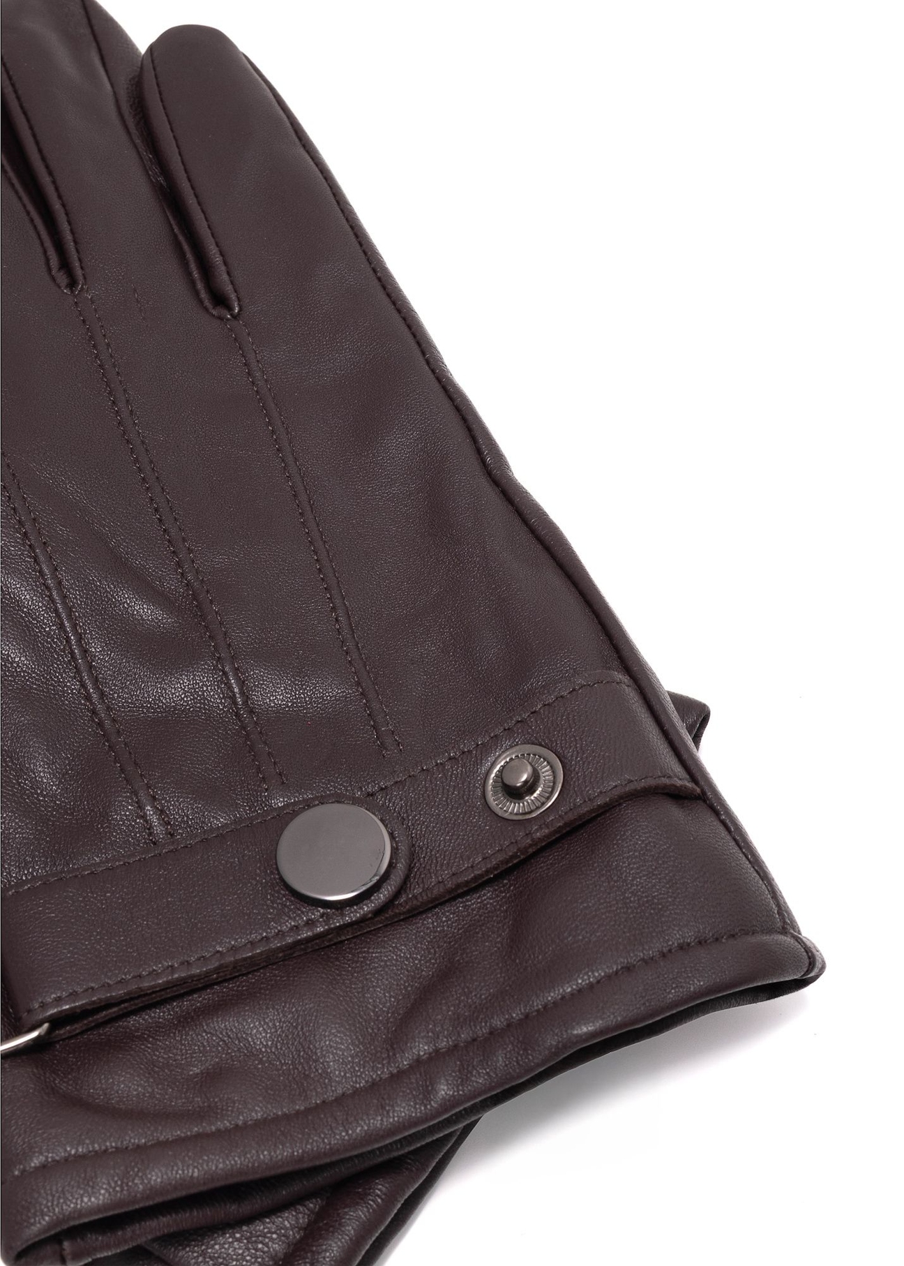 Men's leather gloves with adjustment REKMS-0022A-1I(Z26), close-up of the product detail on a white background.