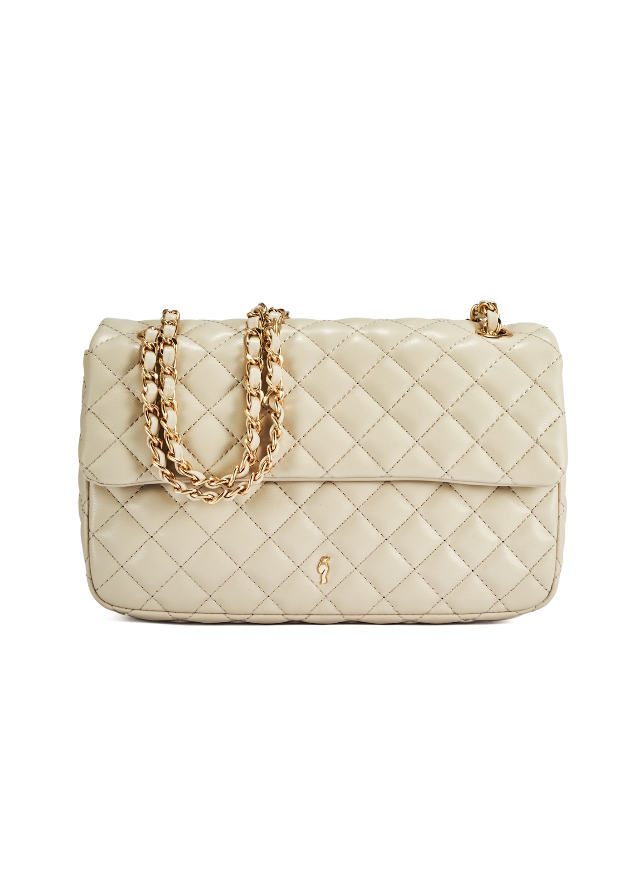 Cream quilted chain bag TOREC-0443E-12(Z25), front product view on white background.