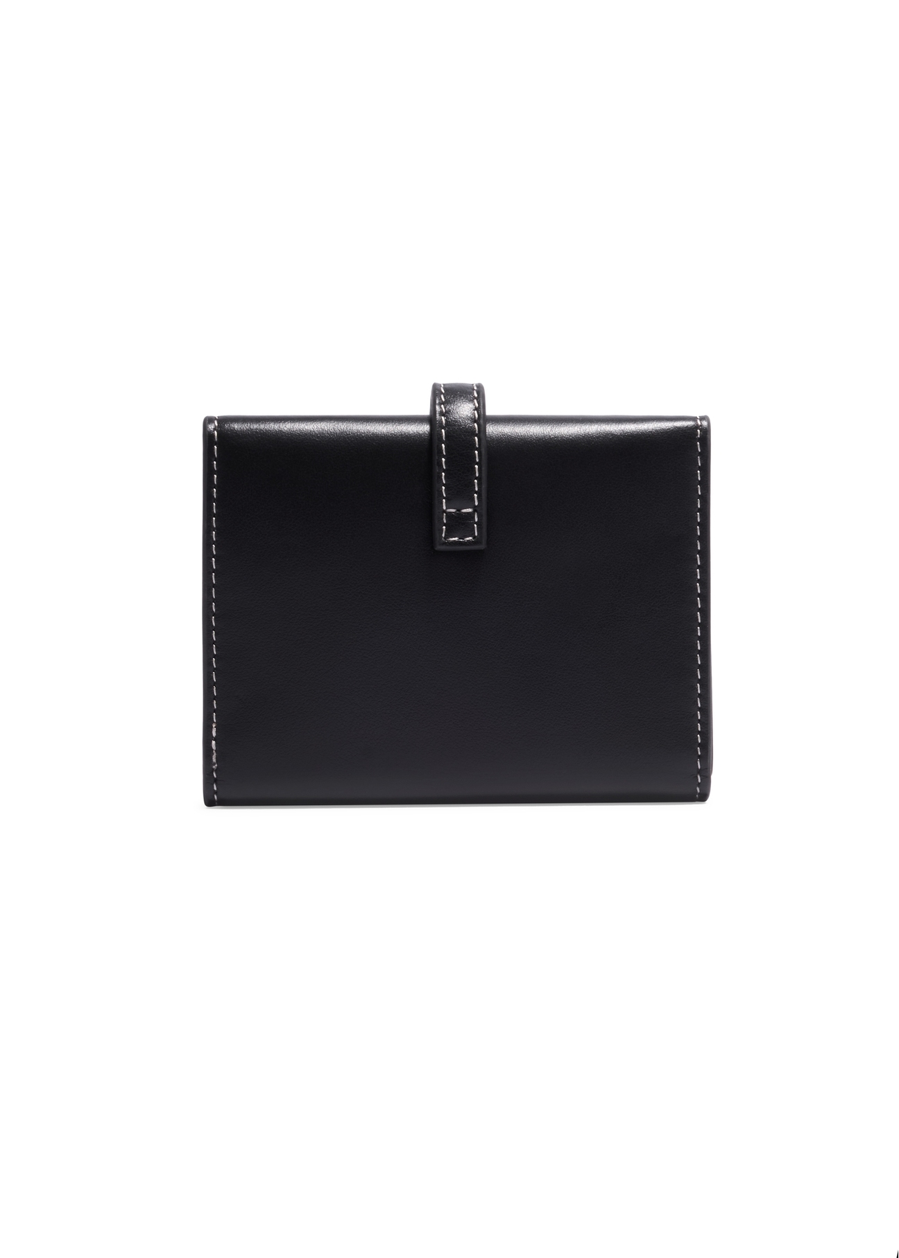 Black leather women's wallet PORES-1007-99(Z26), product view from the back on a white background.