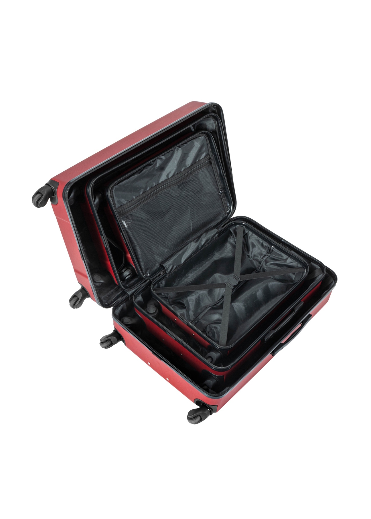 Set of 19"/24"/29" trolley suitcases WALAB-0082-4B(W26), view of products inside on white background.