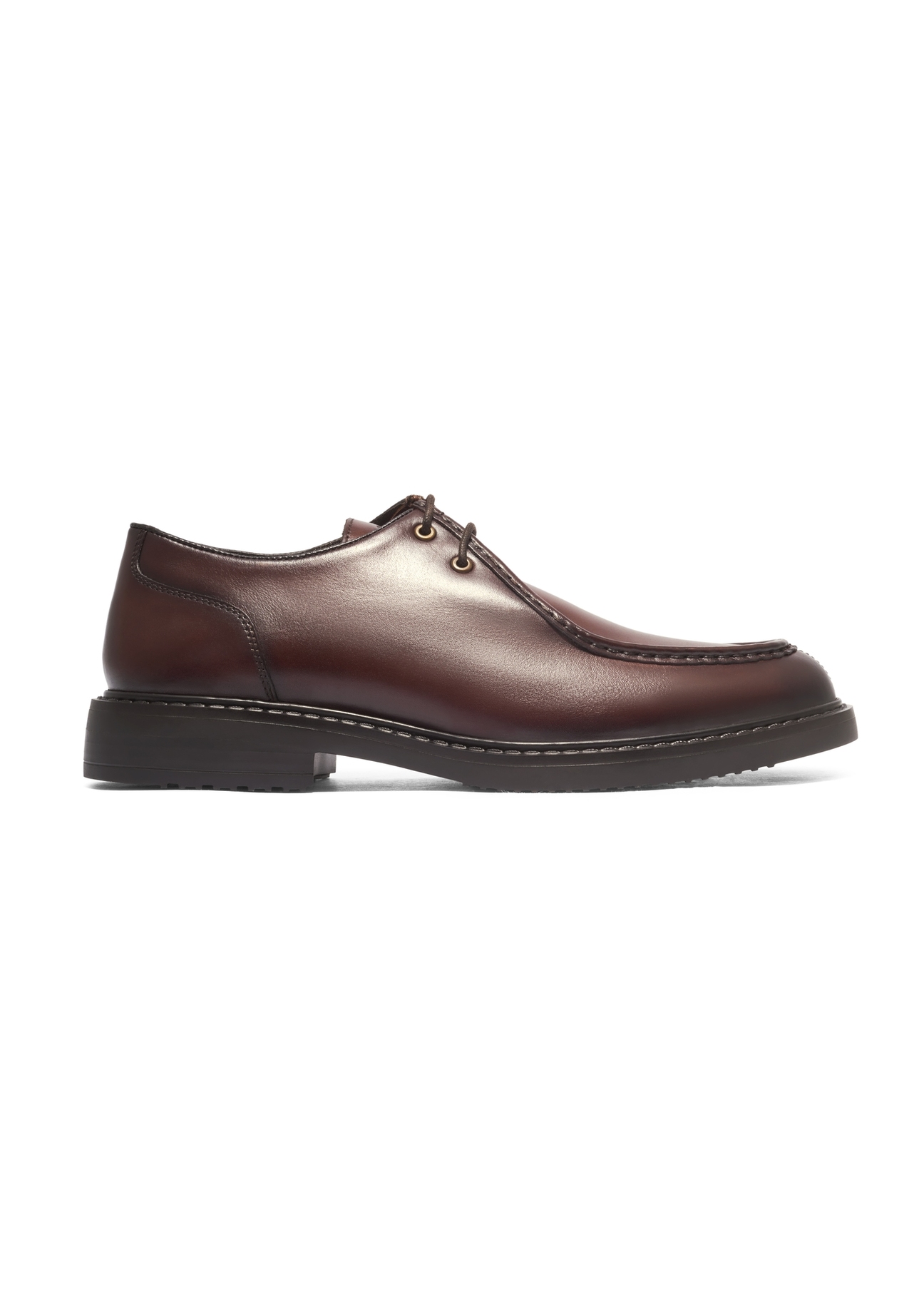 Dark brown leather men's shoes BUTYM-0587-1I(Z26), side view of the product on a white background.