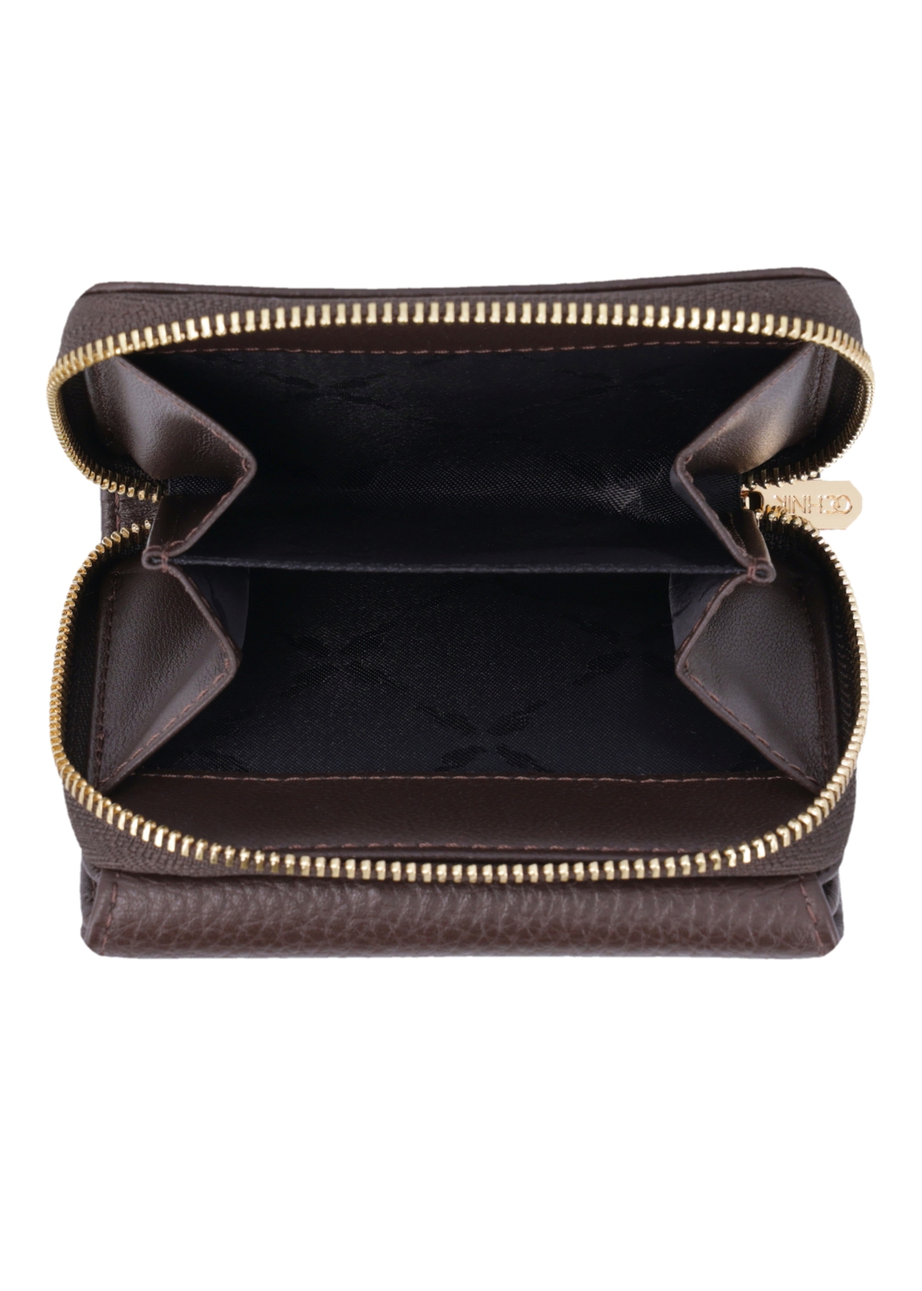 Brown leather women's wallet PORES-0802R-1I(Z26), product view inside on white background.