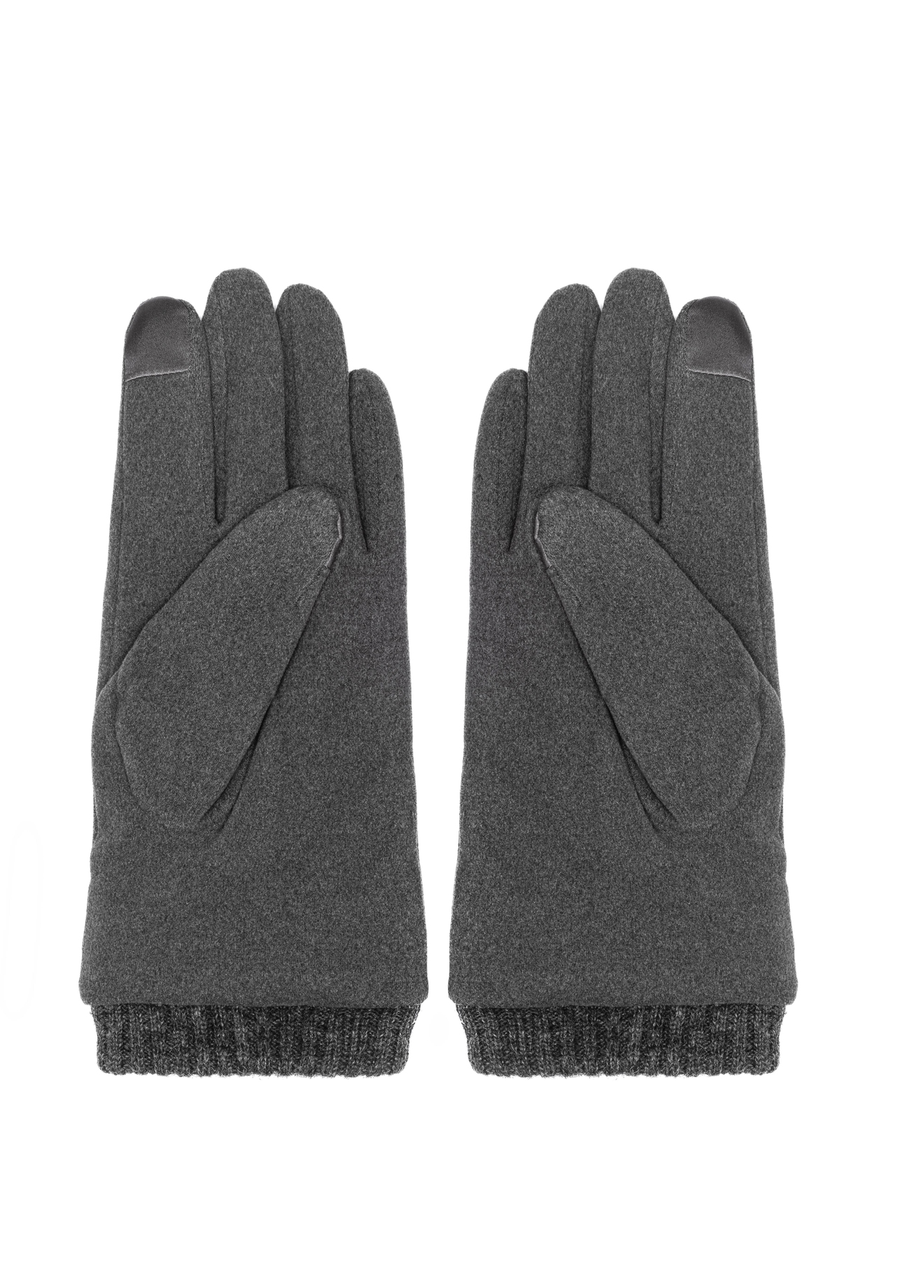 Gray insulated men's gloves REKMT-0004-9B(Z26) - product view from above, on a white background.