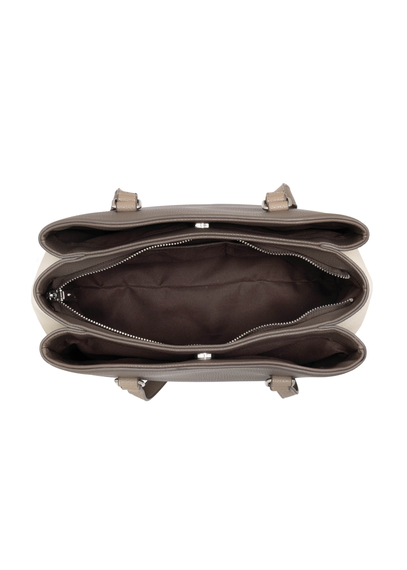 Cool beige shopper bag TOREC-1260-1K(Z26), product view from above on a white background.