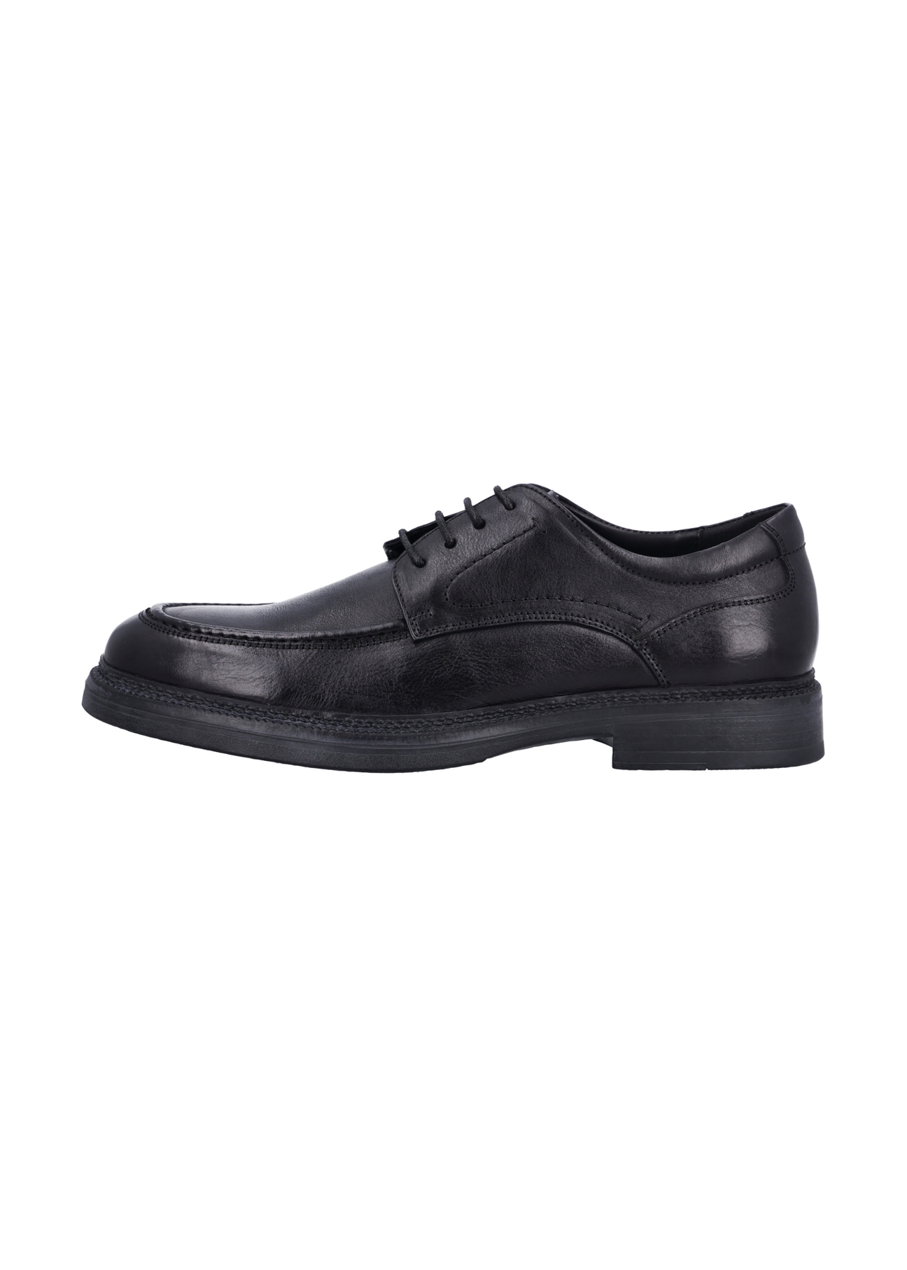 Men's black leather shoes BUTYM-0565-99(Z26), side view of the product on a white background.