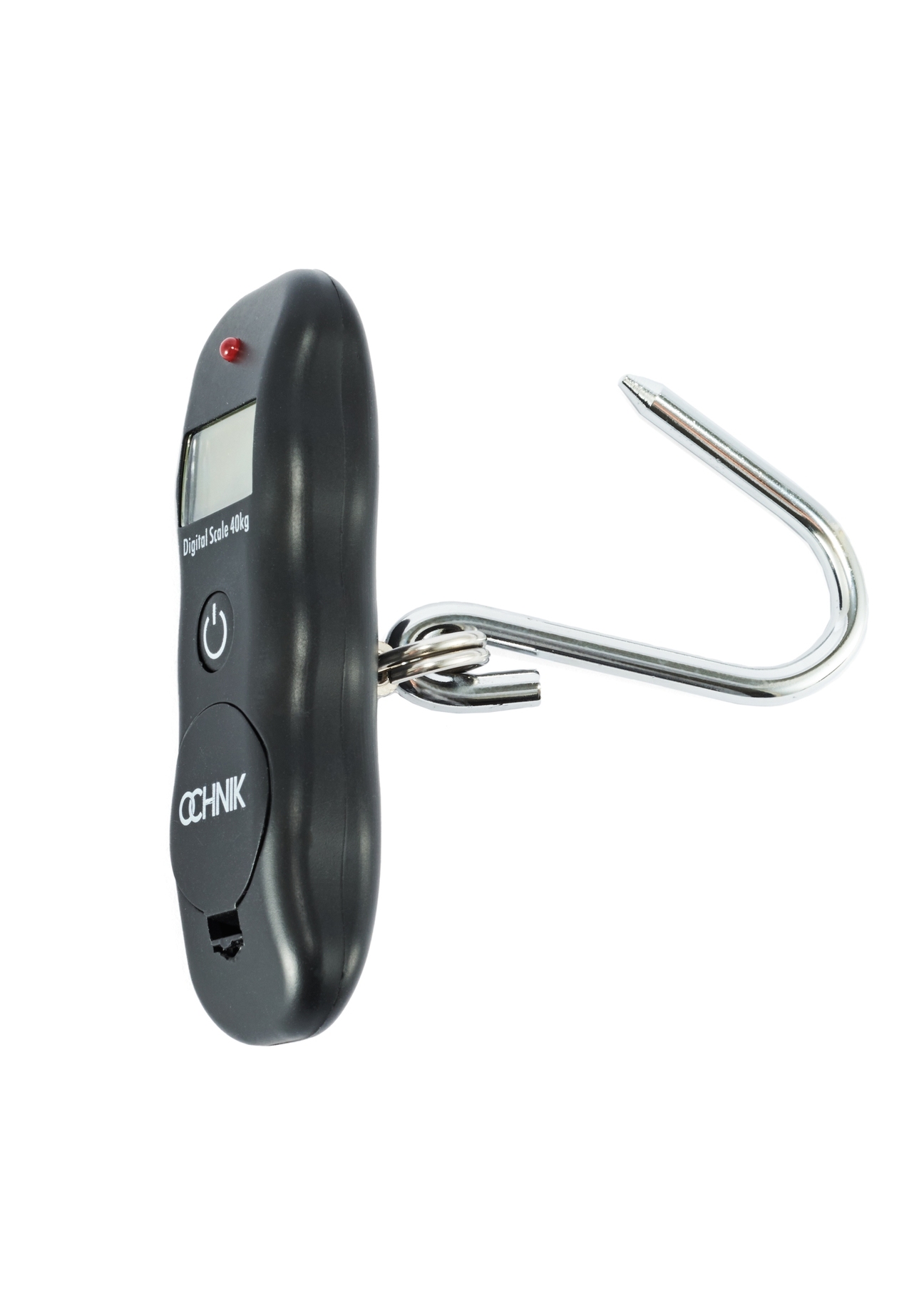 Digital luggage scale AW-010-0001-99(W25), diagonal view of the product without packaging on a white background.