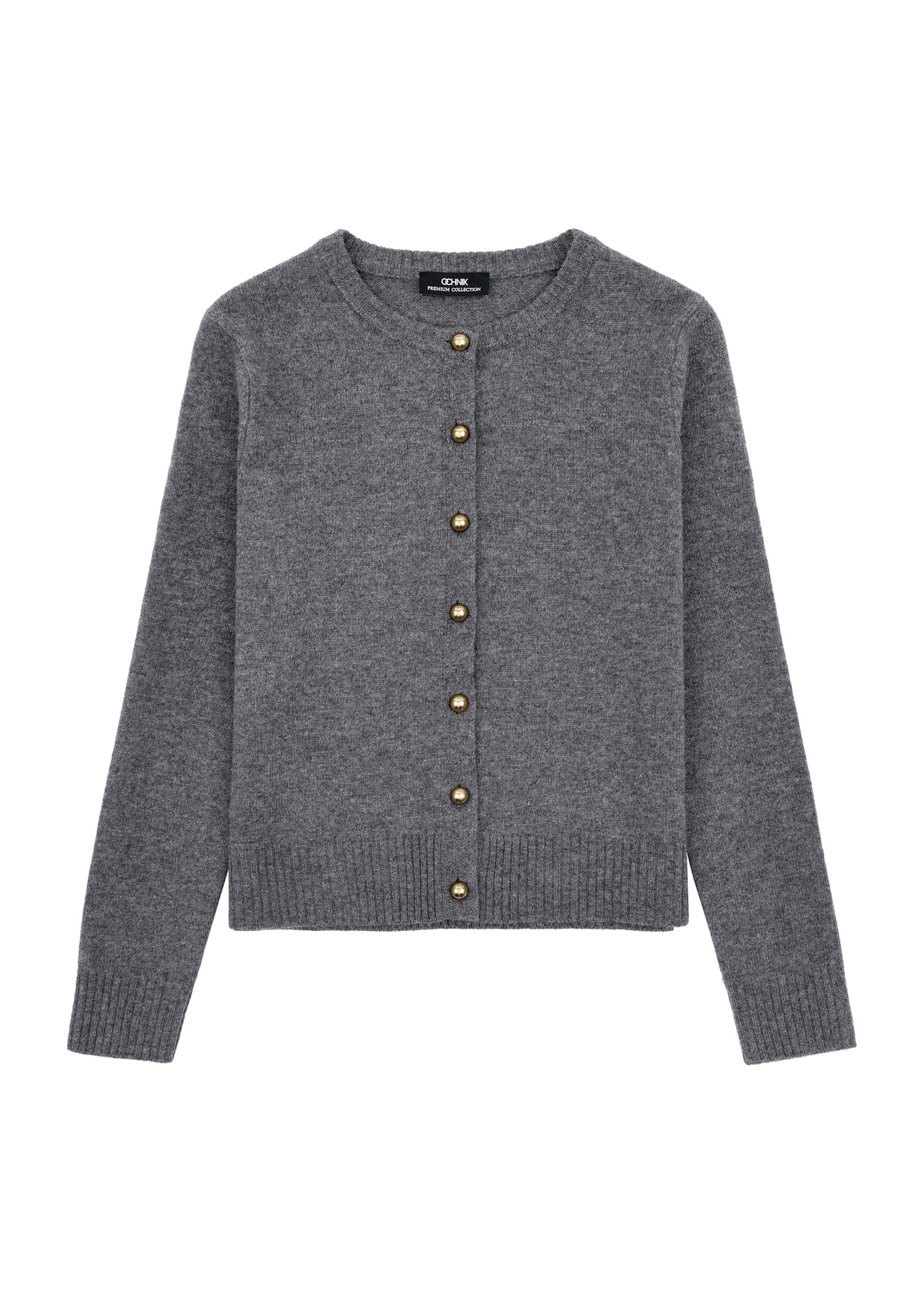 Gray wool women's cardigan KARDT-0058-91(Z25), front product view on white background.