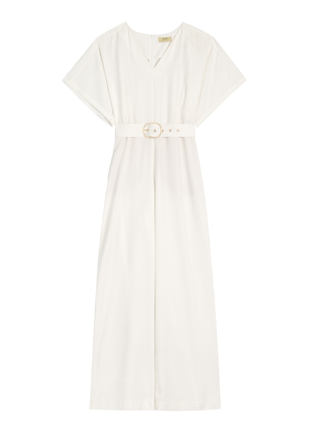 Women's cream jumpsuit KOBDT-0013-0B(W26), front product view on white background.