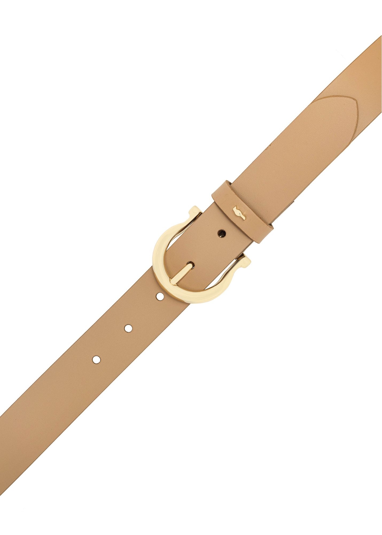 Beige women's leather belt PASDS-0274-1A(W26), top view of the product on a white background.
