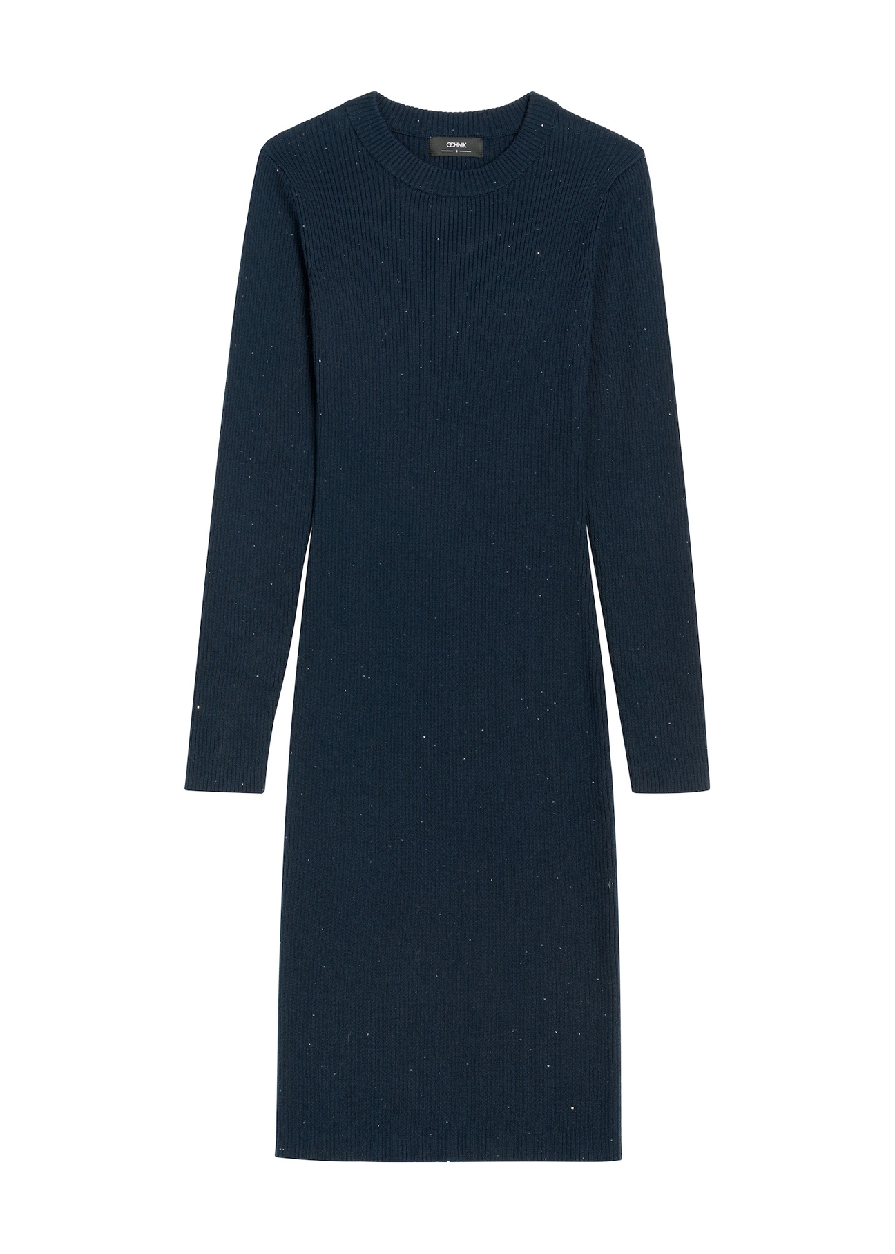 Fitted midi dress with sequins SUKDT-0242-68(Z25), front product view on white background.