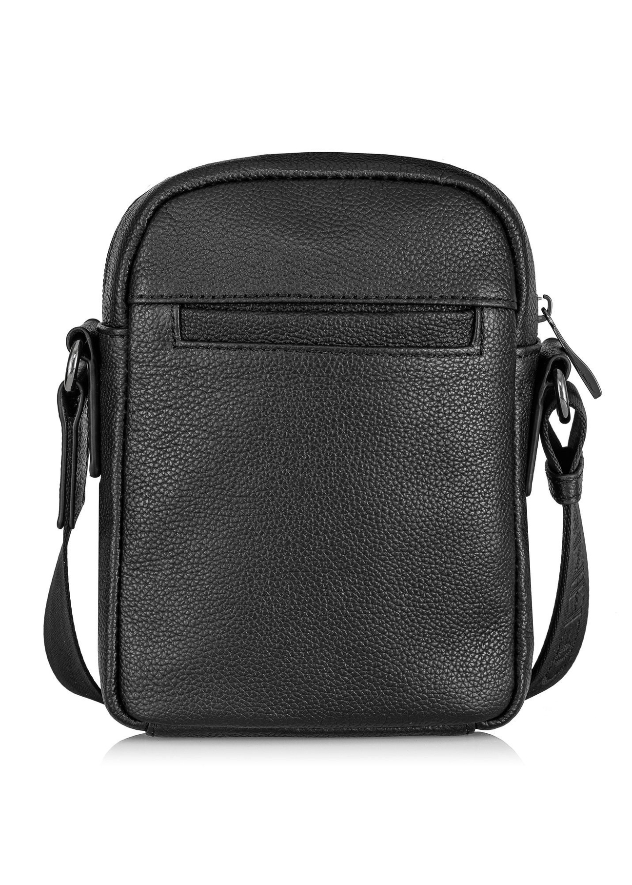 Black leather men's pouch TORMS-0439B-99(Z25) - back view of the product on a white background.
