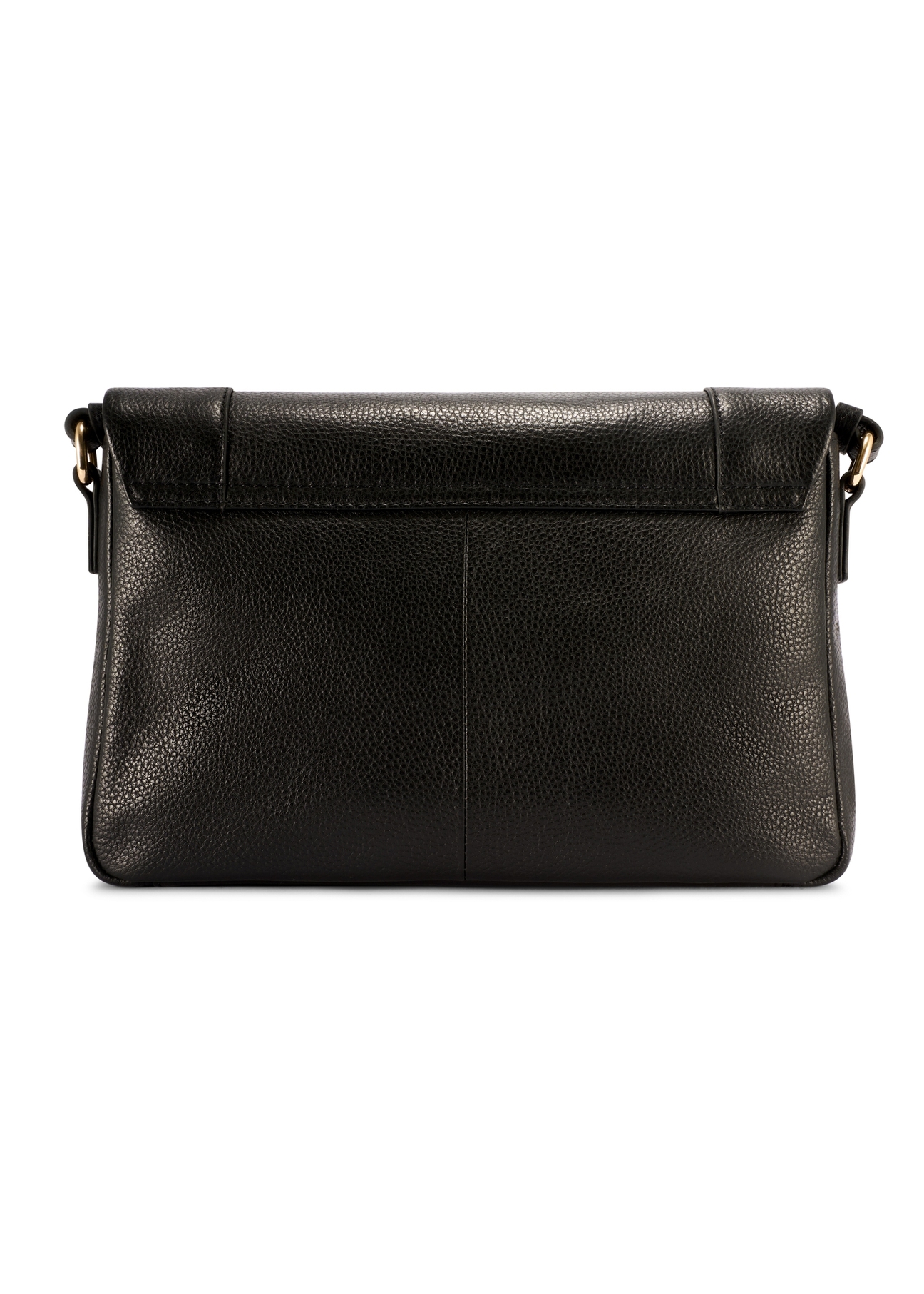 Black leather messenger bag TORES-1266-9I(W26) - product view from the back, on a white background.