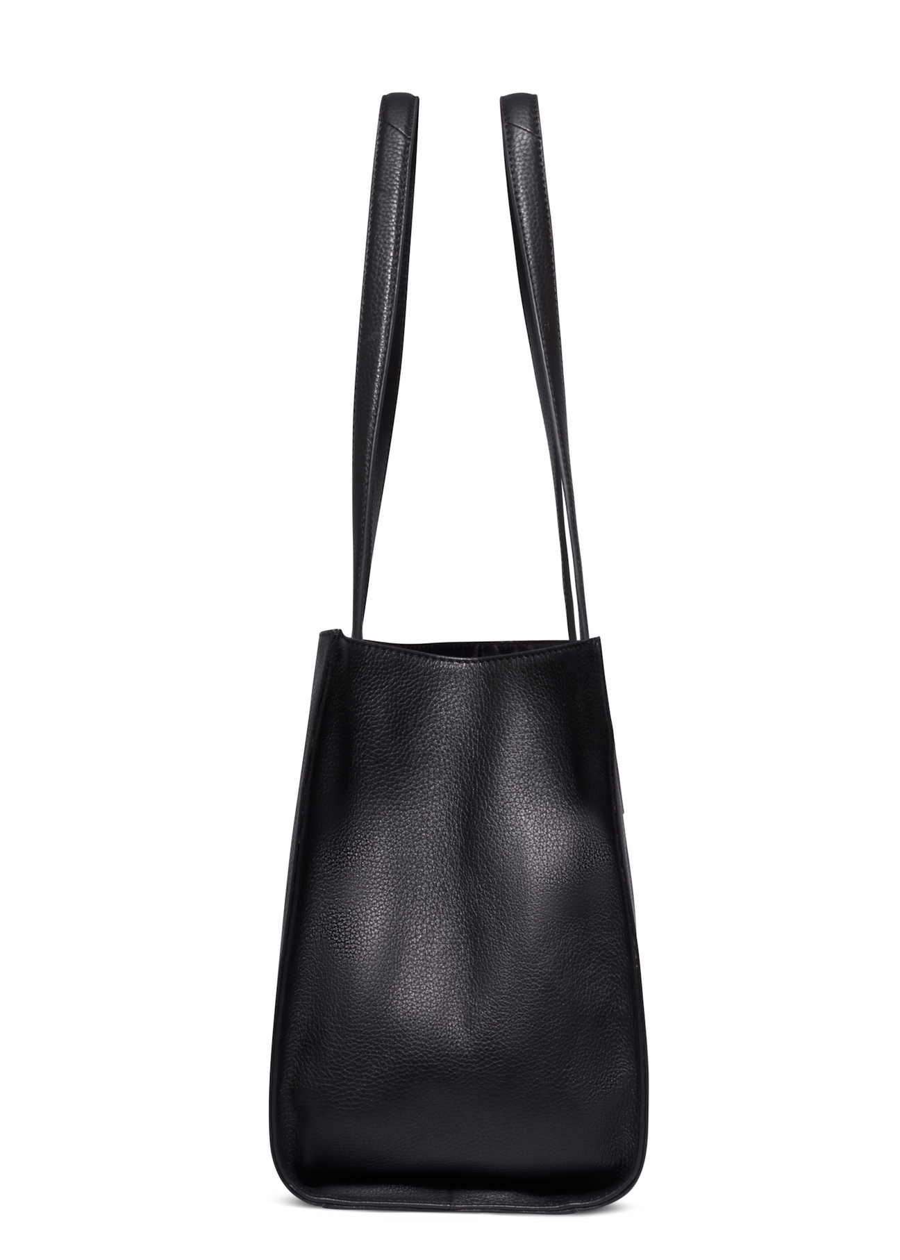 Black leather women's shopper bag TORES-1432-9I(Z26), side product view on white background.