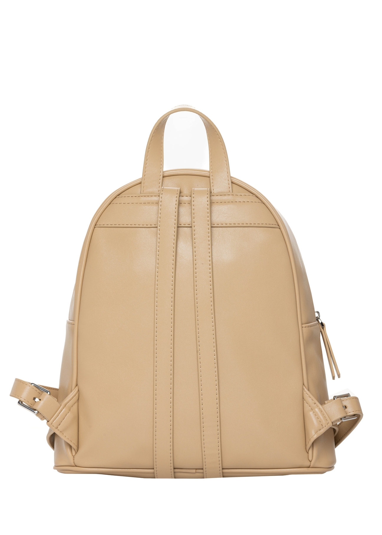 Beige women's backpack TOREC-1263-1B(Z26). Back view on white background.