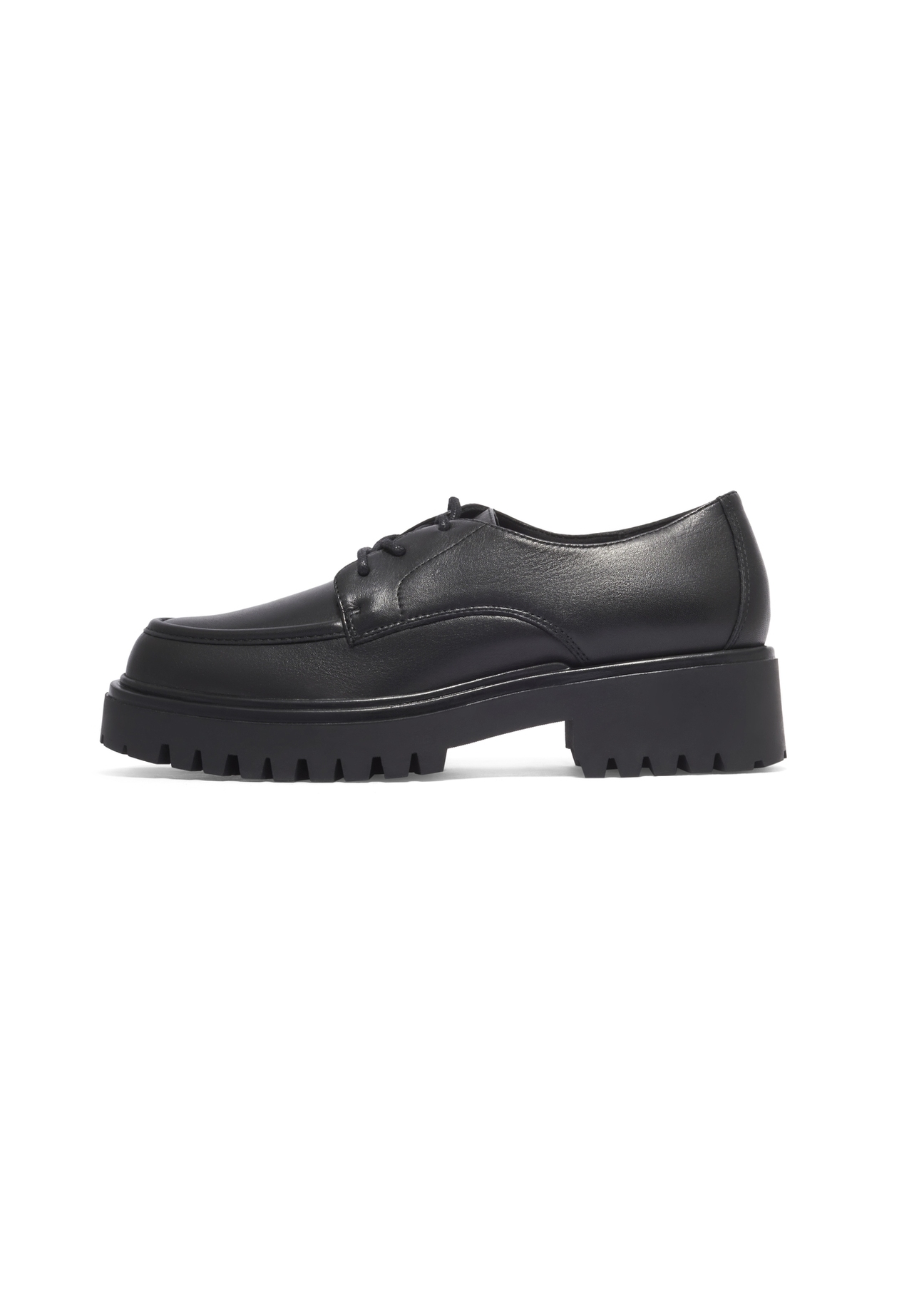 Black leather women's shoes BUTYD-1310-99(Z26), side view of the product on a white background.