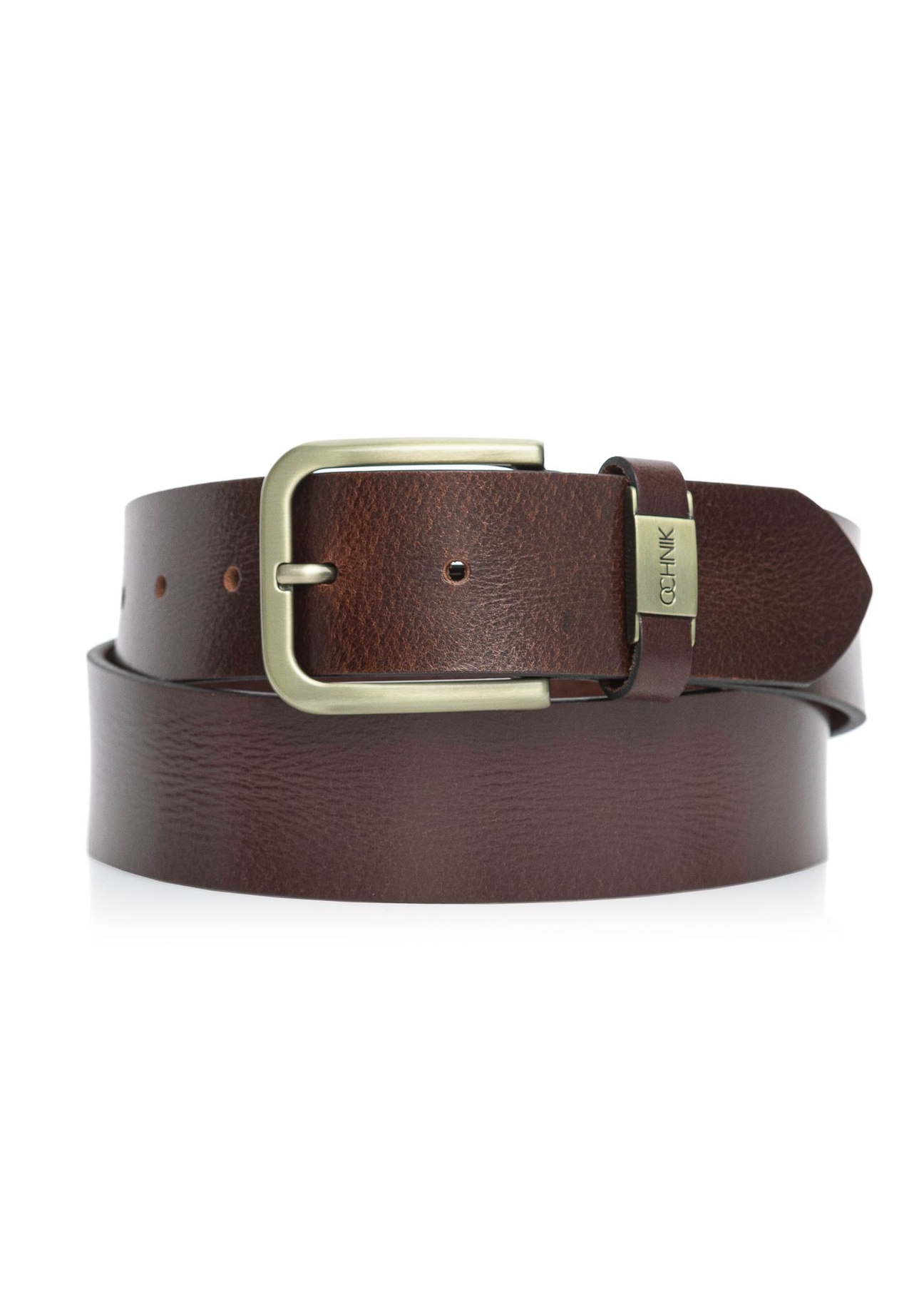 Brown leather men's belt PASMS-0129-89(Z24)