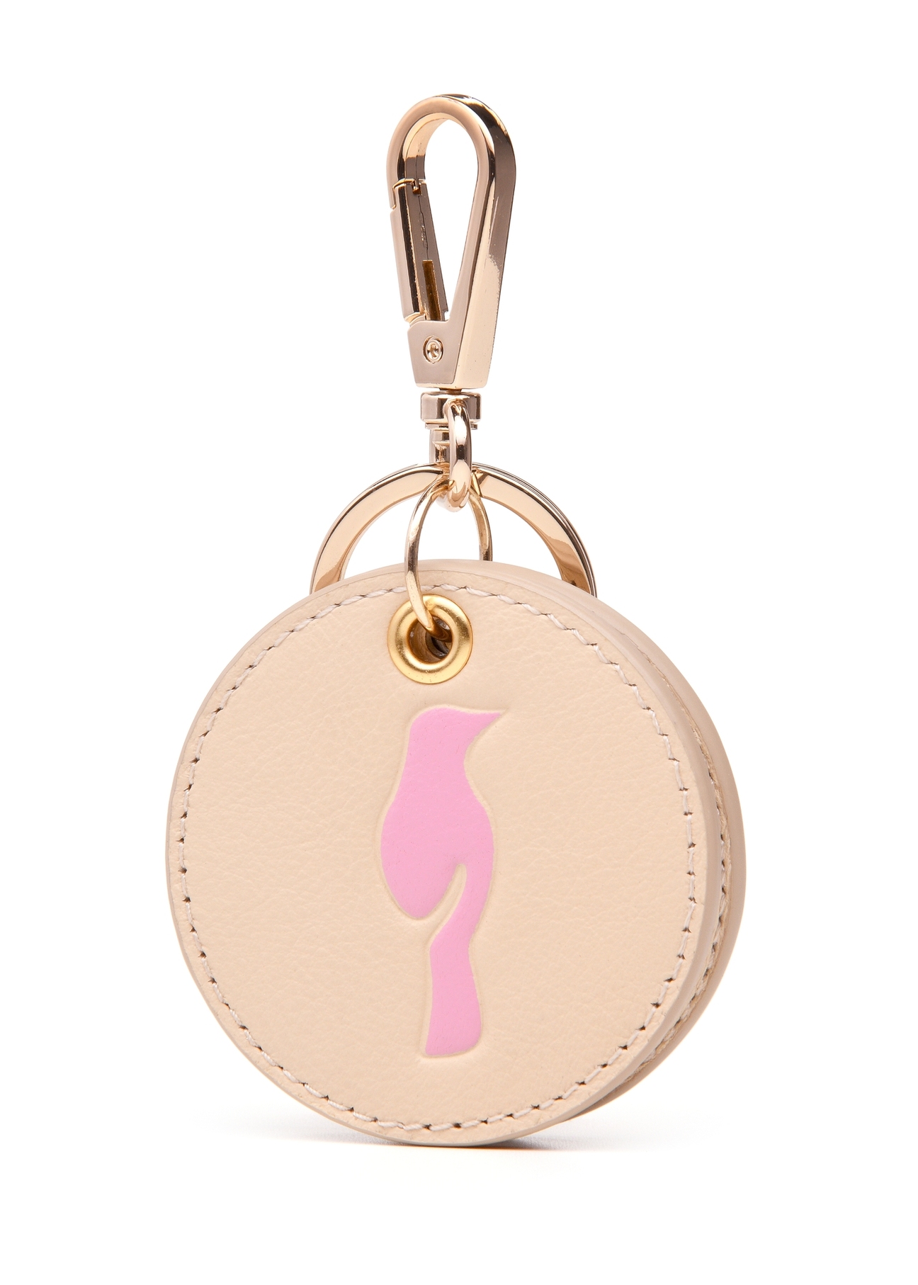 Cream keychain with mirror BRELOK-0216-16(Z25), product view from the front on a white background.