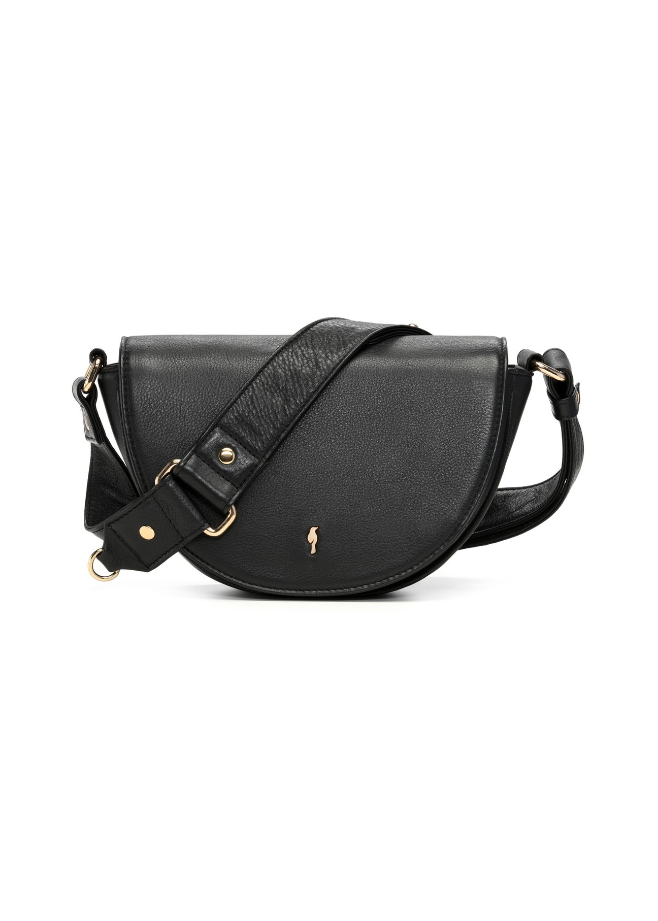 Black leather women's messenger bag TORES-1315-99(Z26) - front product view, on white background.