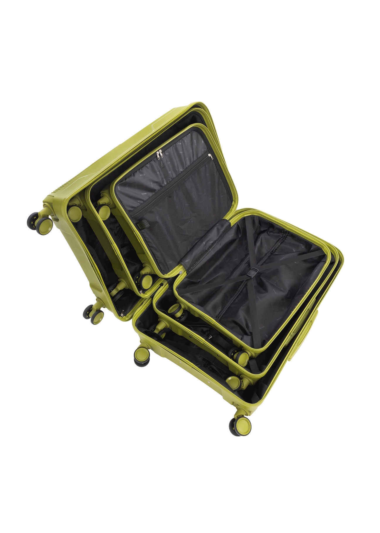 Set of 19"/24"/28" trolley suitcases WALPP-0028-8G(W26), product view inside on white background.
