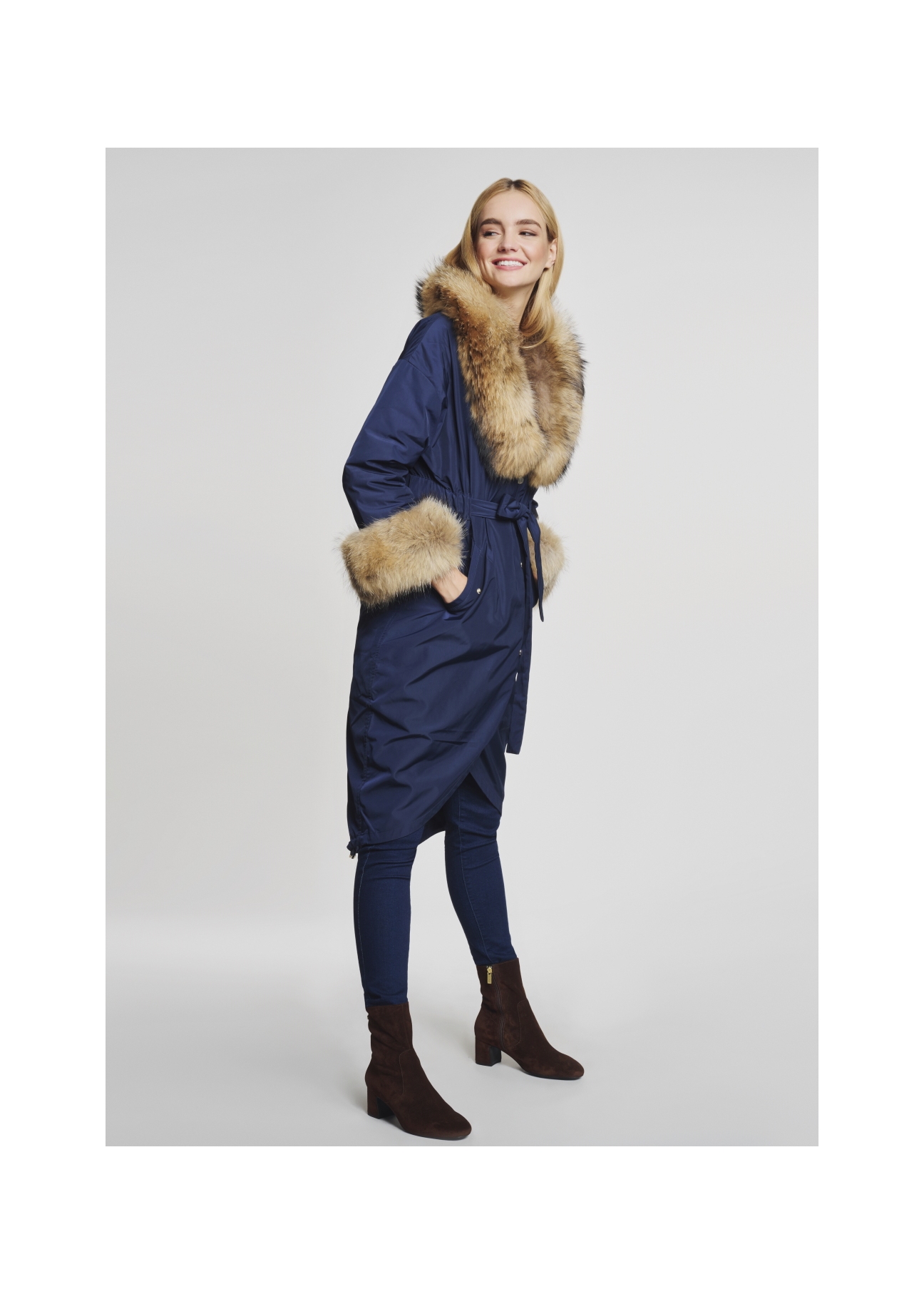 Warm women's jacket with an elongated form KURDT-0155-69(Z21)-07