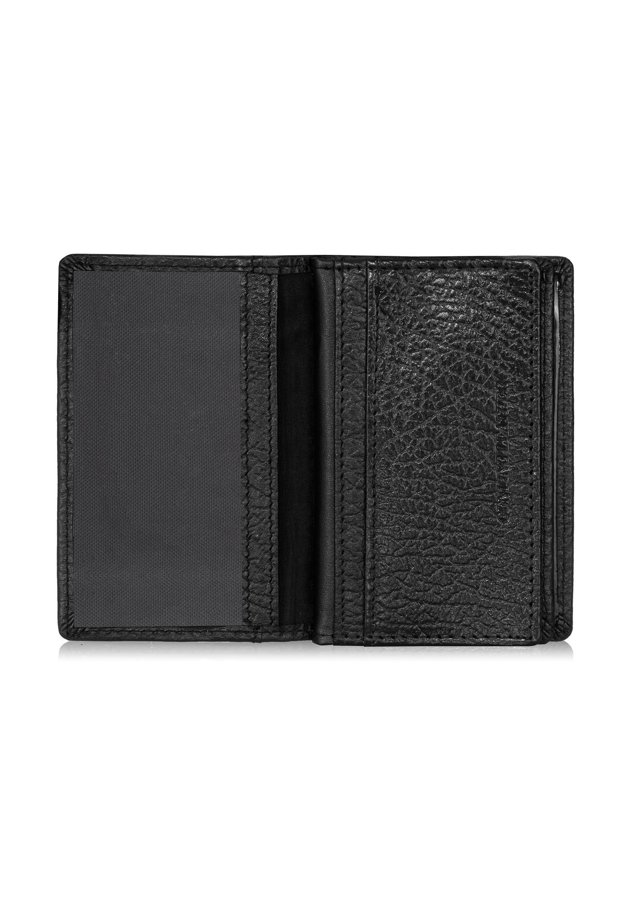 Grained leather card case PORMS-0537A-99(Z25), product view inside on white background.