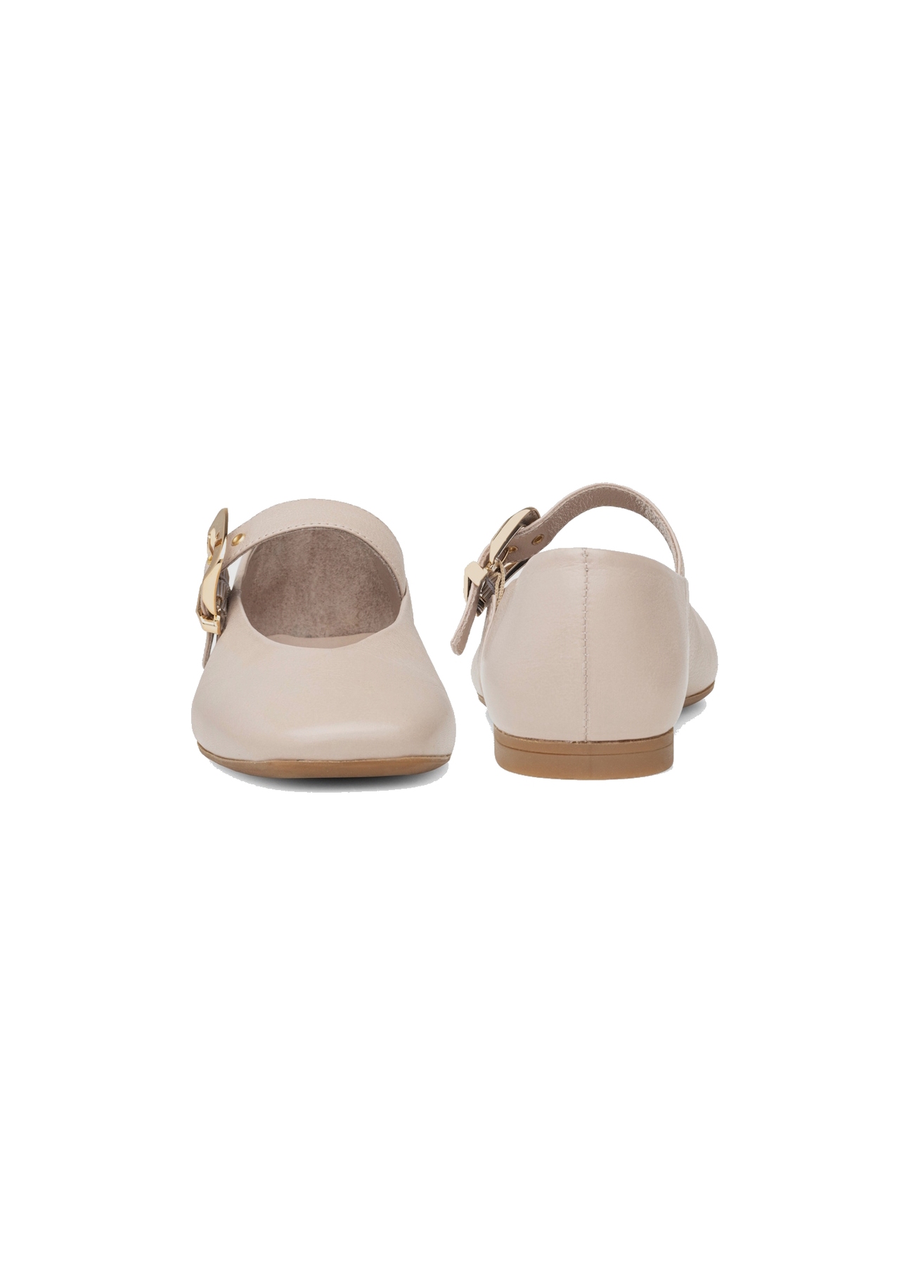 Women's leather ballerinas in cool beige color BUTYD-1244-1K(W26)