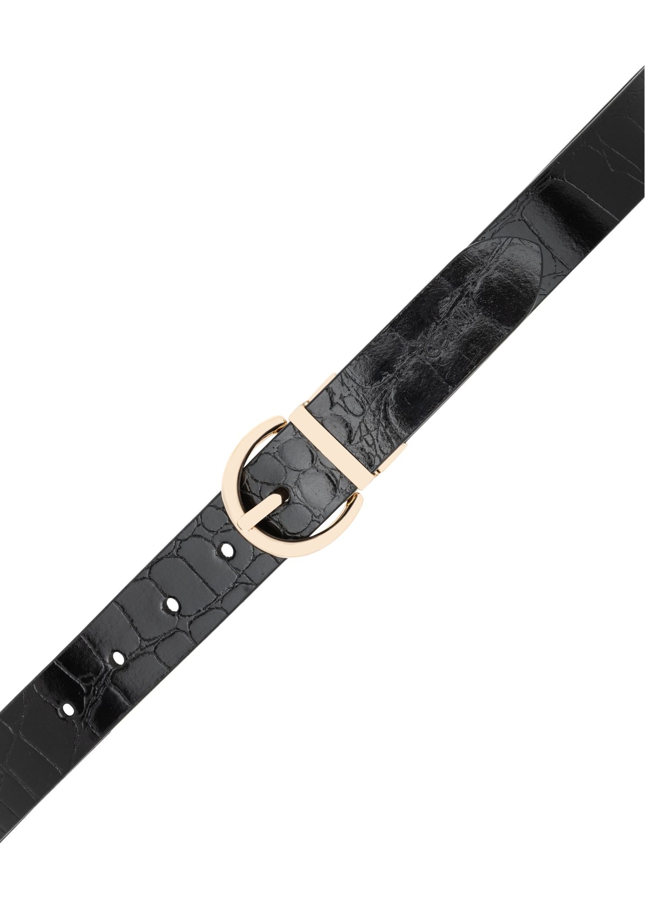 Double-sided croco women's leather belt PASDS-0332-4D(Z26), view of the product buckle on a white background.
