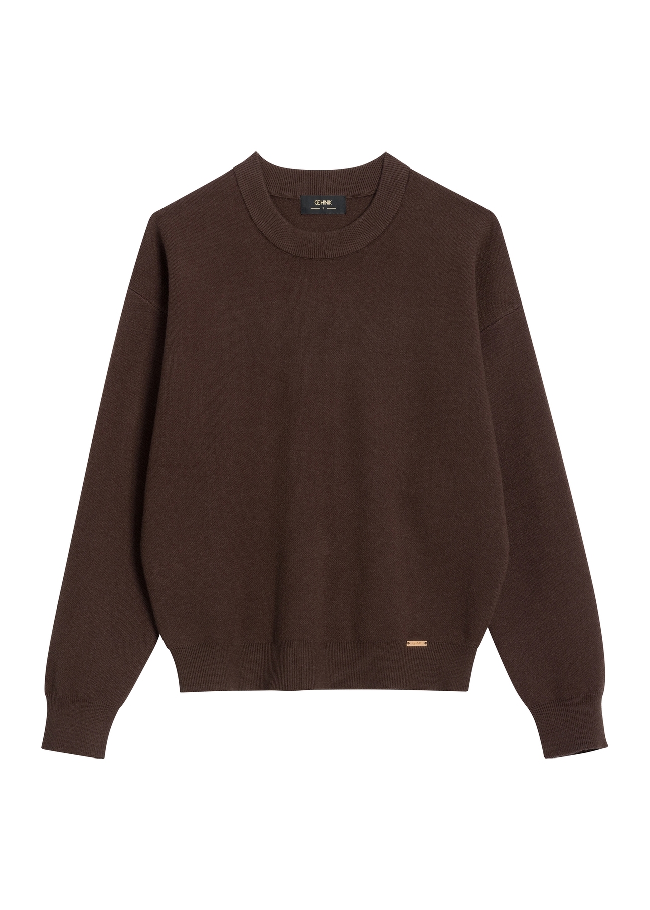 Dark brown women's viscose sweatshirt BLZDT-0117-1I(Z26) - front product view, on white background.