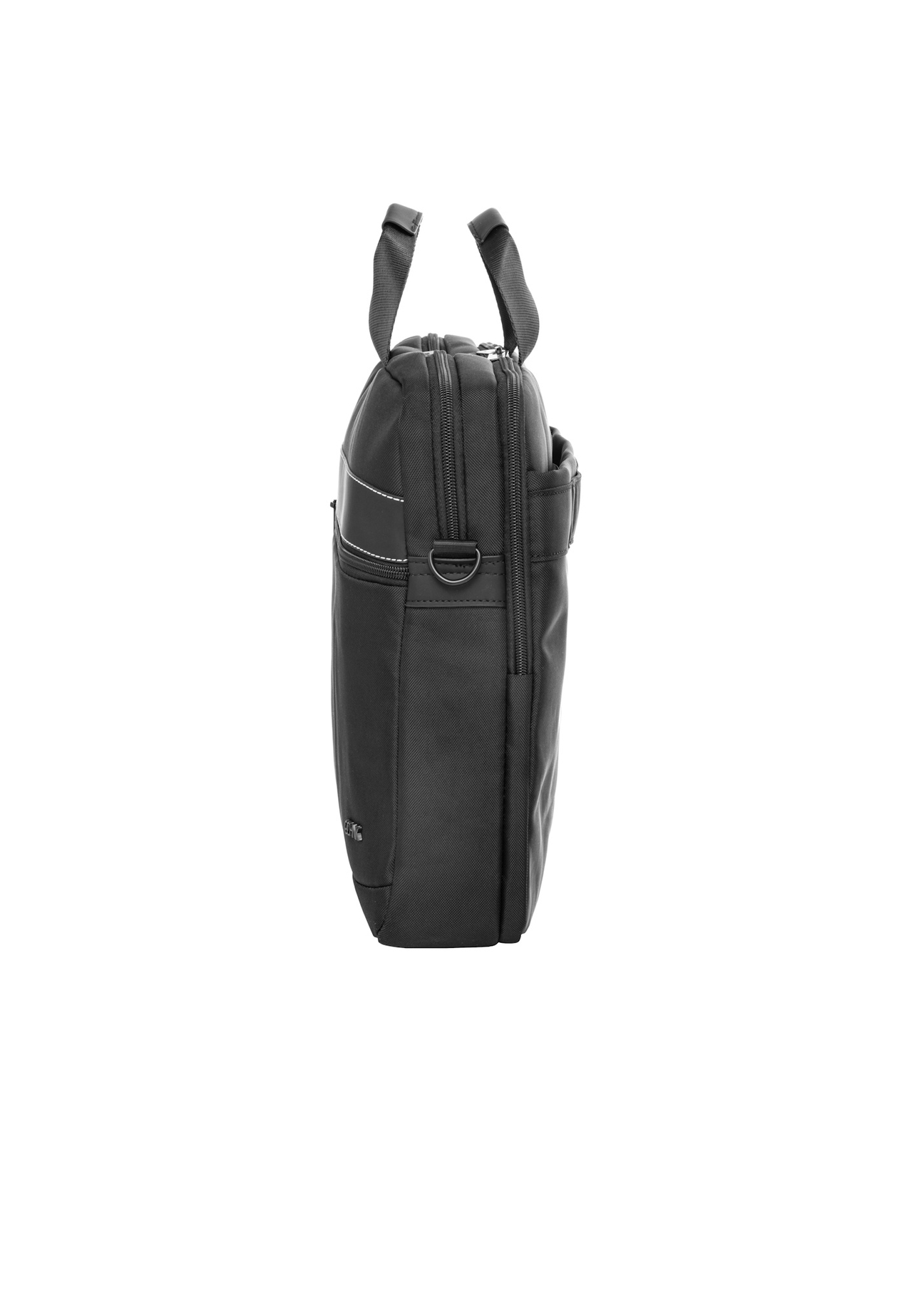 Black men's laptop bag TORMN-0422-99(Z26), side product view on white background.