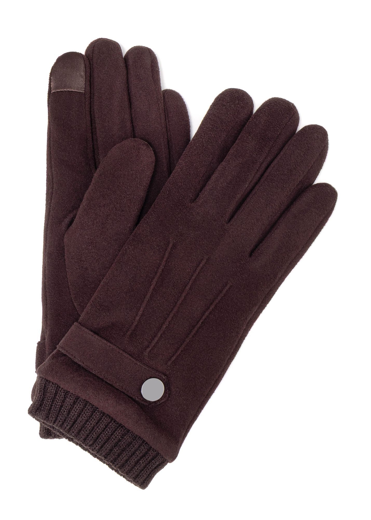 Brown insulated men's gloves  REKMT-0004-1I(Z26)  - front product view on white background.
